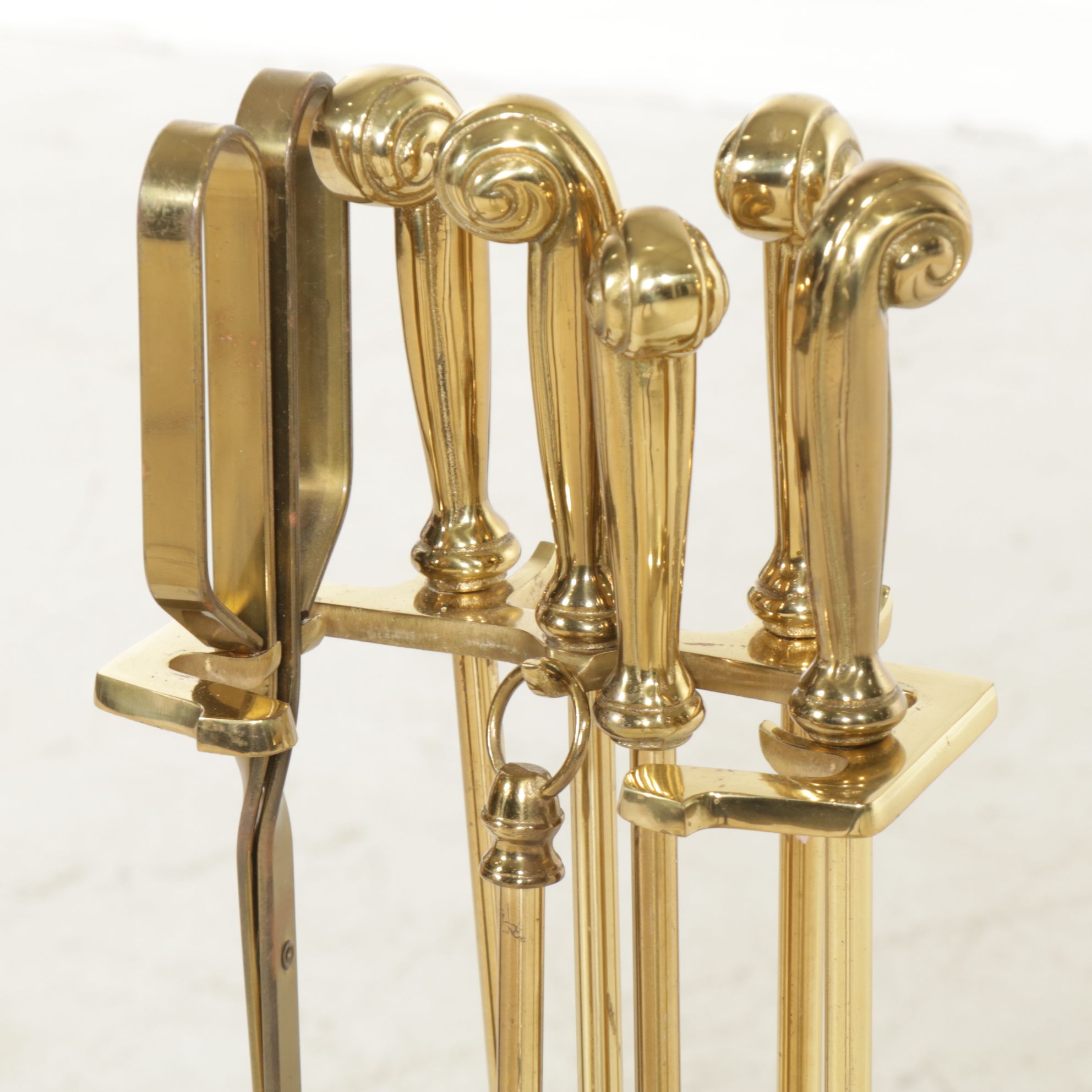 Brass Fireplace Tool Set and Stand, 21st Century