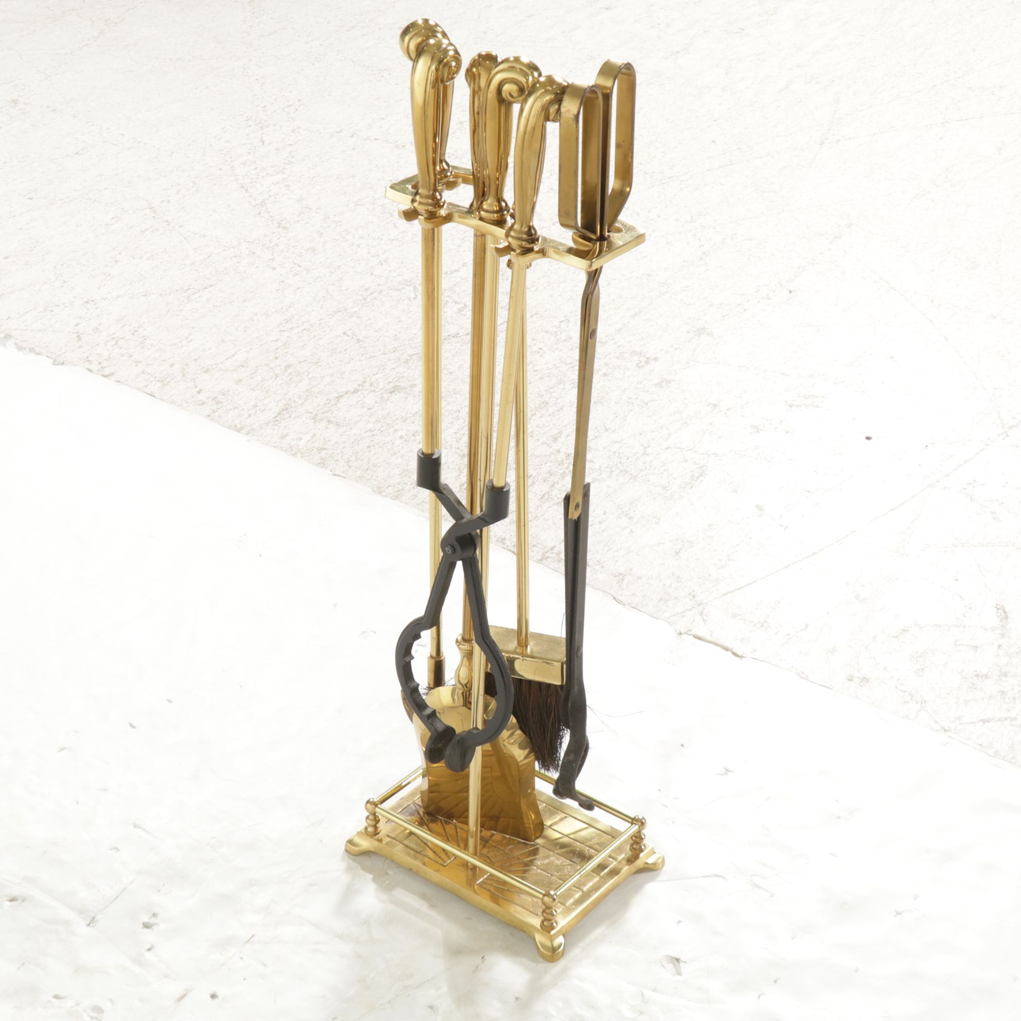 Brass Fireplace Tool Set and Stand, 21st Century