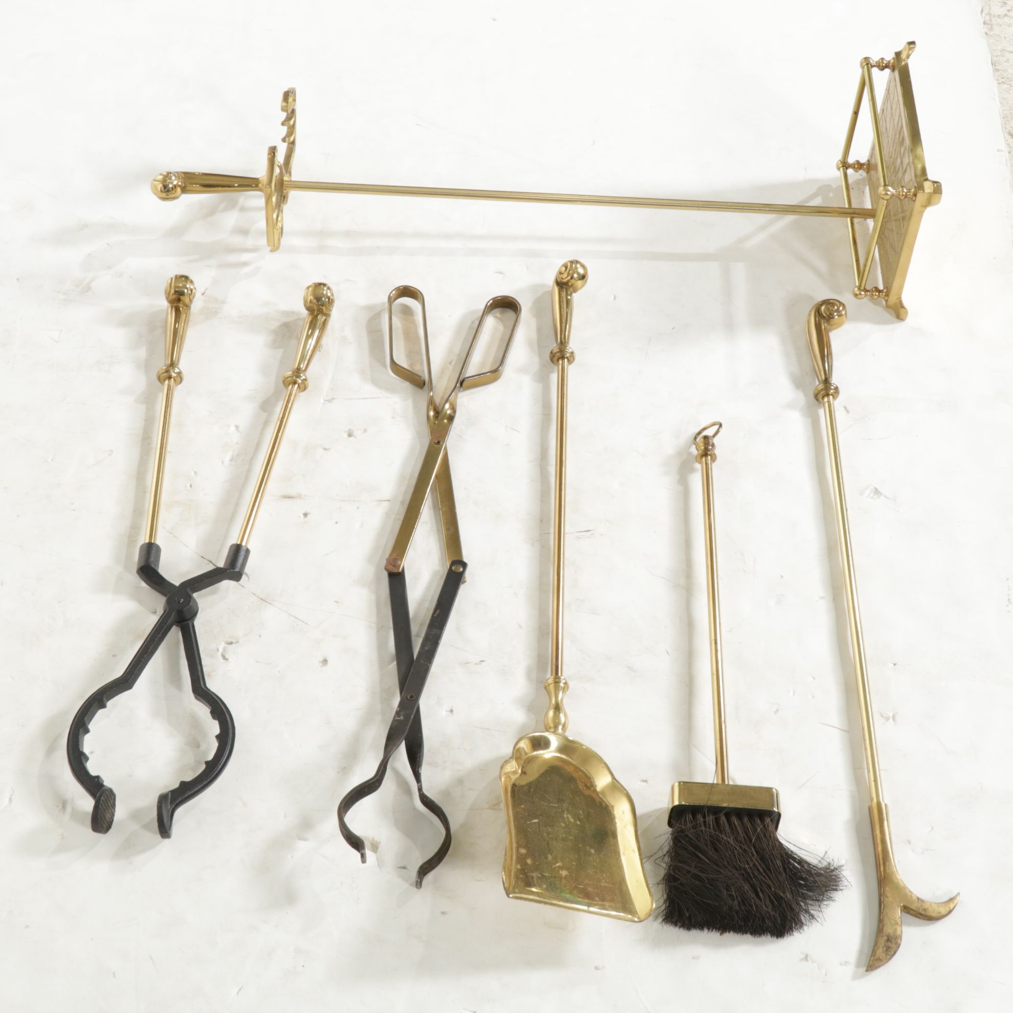 Brass Fireplace Tool Set and Stand, 21st Century
