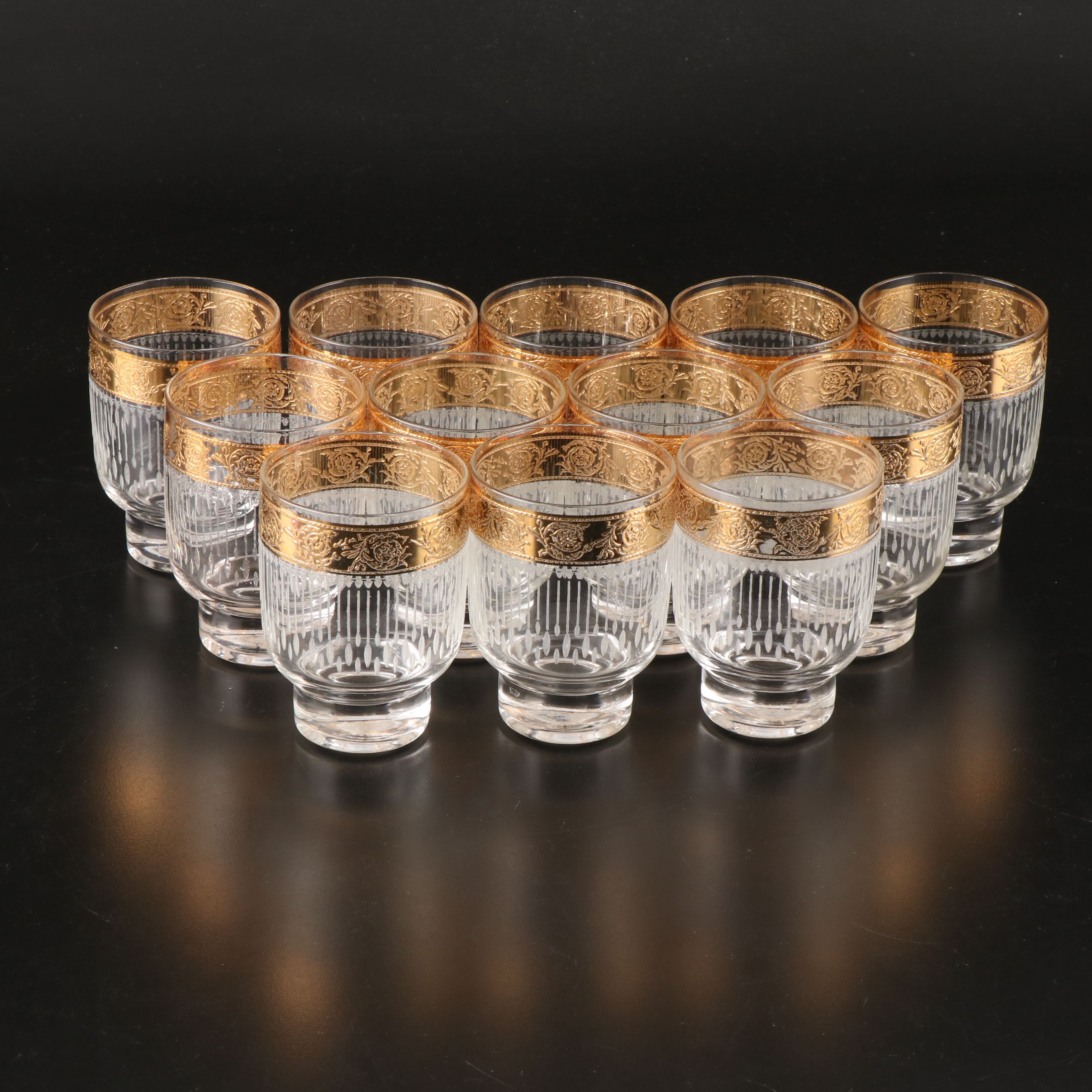 Culver "Tyrol" Old Fashioned Glasses and Footed Tumblers, Mid to Late 20th C.