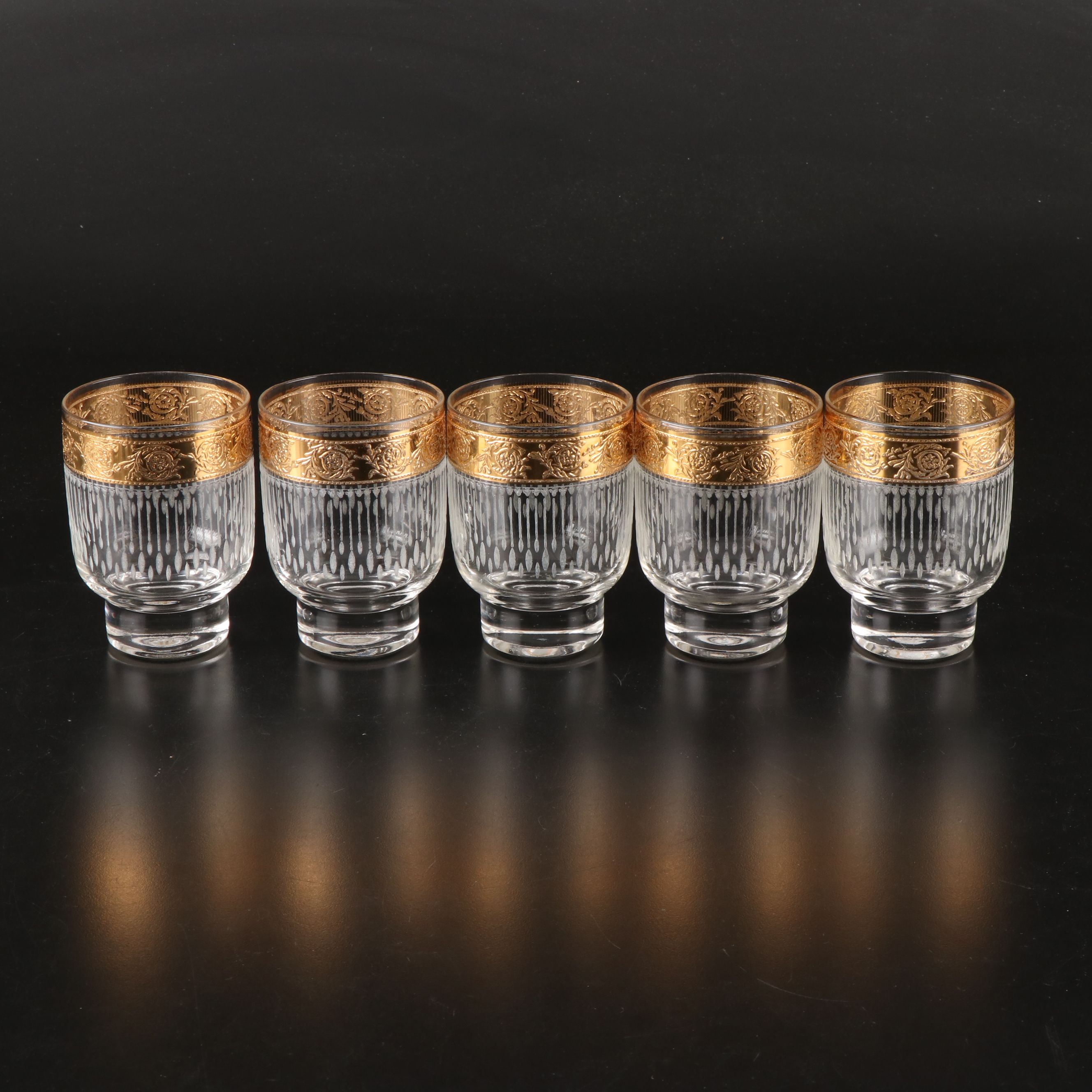 Culver "Tyrol" Old Fashioned Glasses and Footed Tumblers, Mid to Late 20th C.