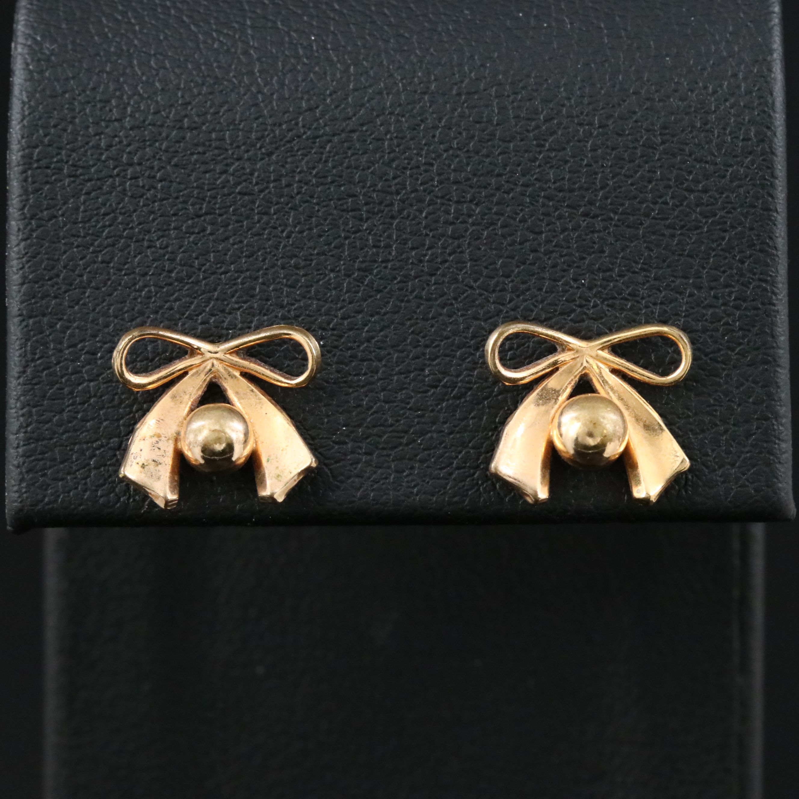 Vintage 10K Bow and Sphere Earrings