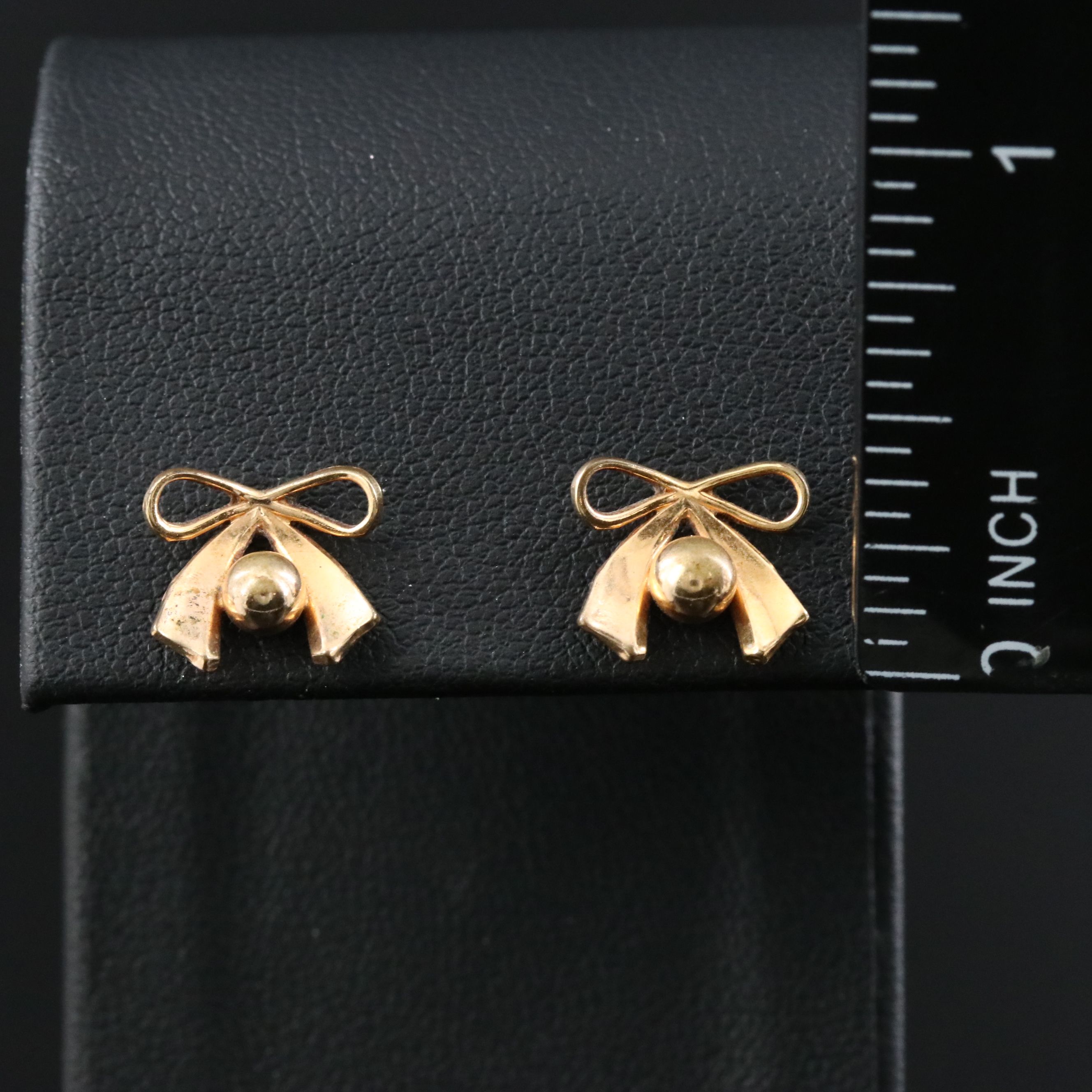 Vintage 10K Bow and Sphere Earrings