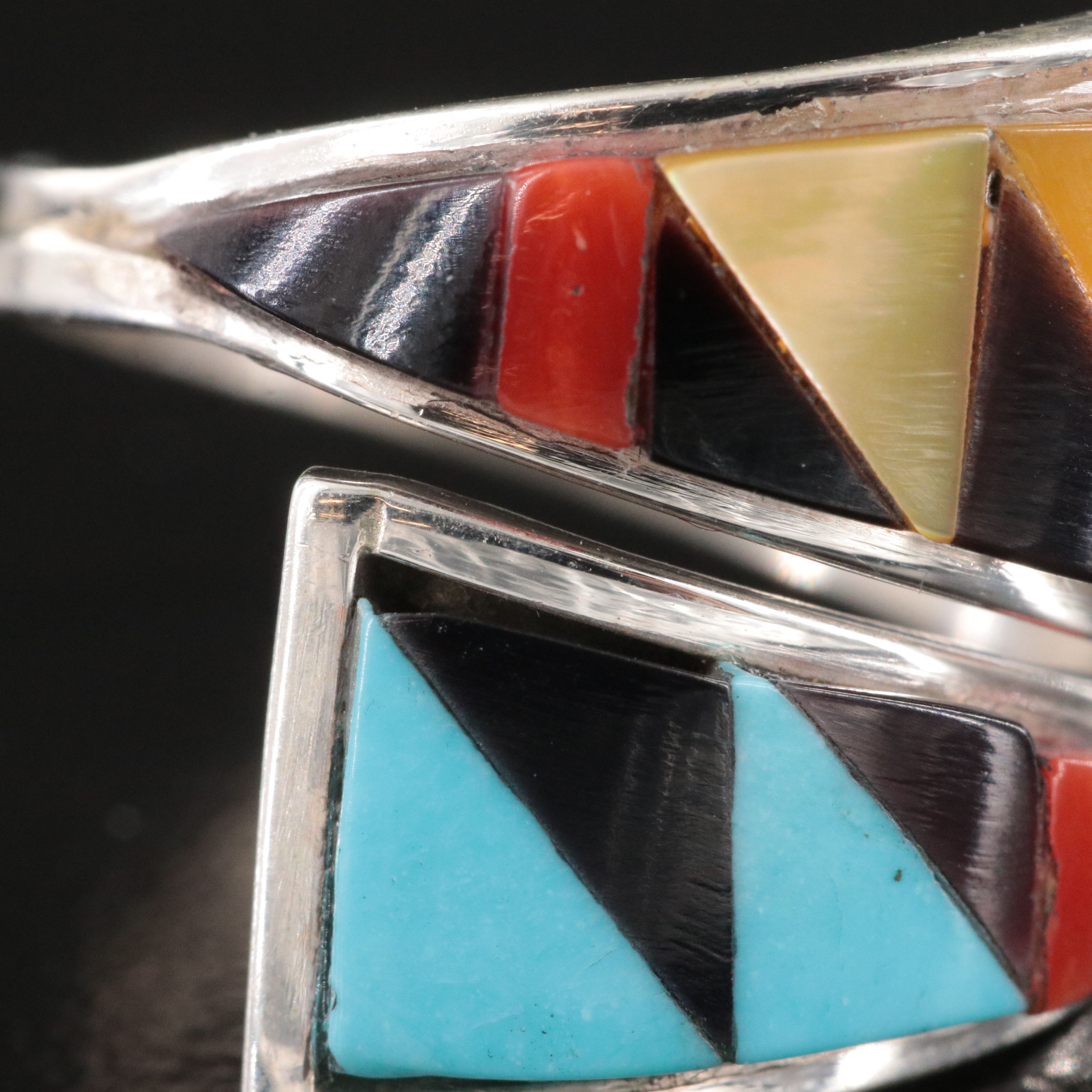 Tammie Qualo Zuni Sterling Inlay Bypass Ring