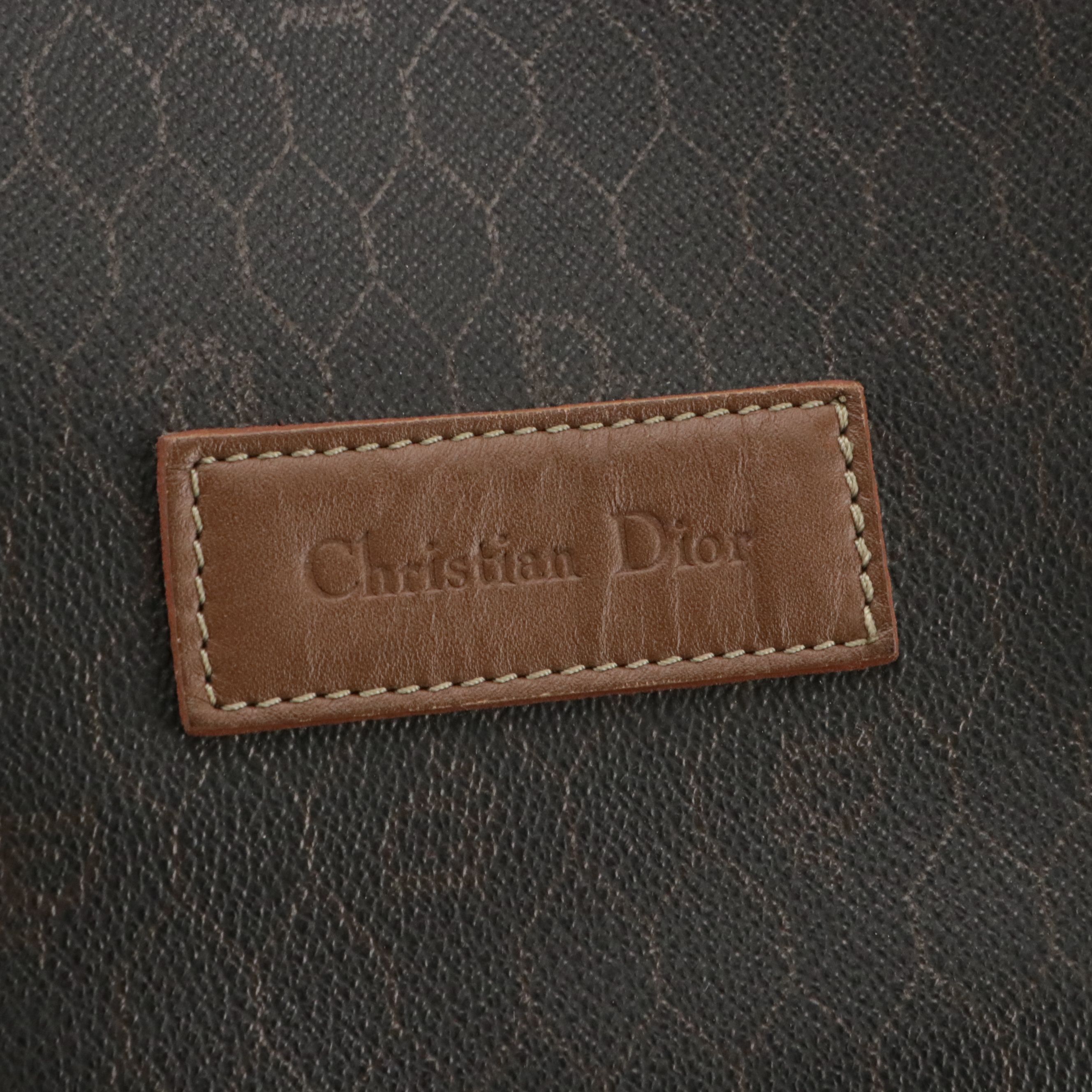 Christian Dior Large Duffle Bag in Honeycomb Canvas and Brown Leather