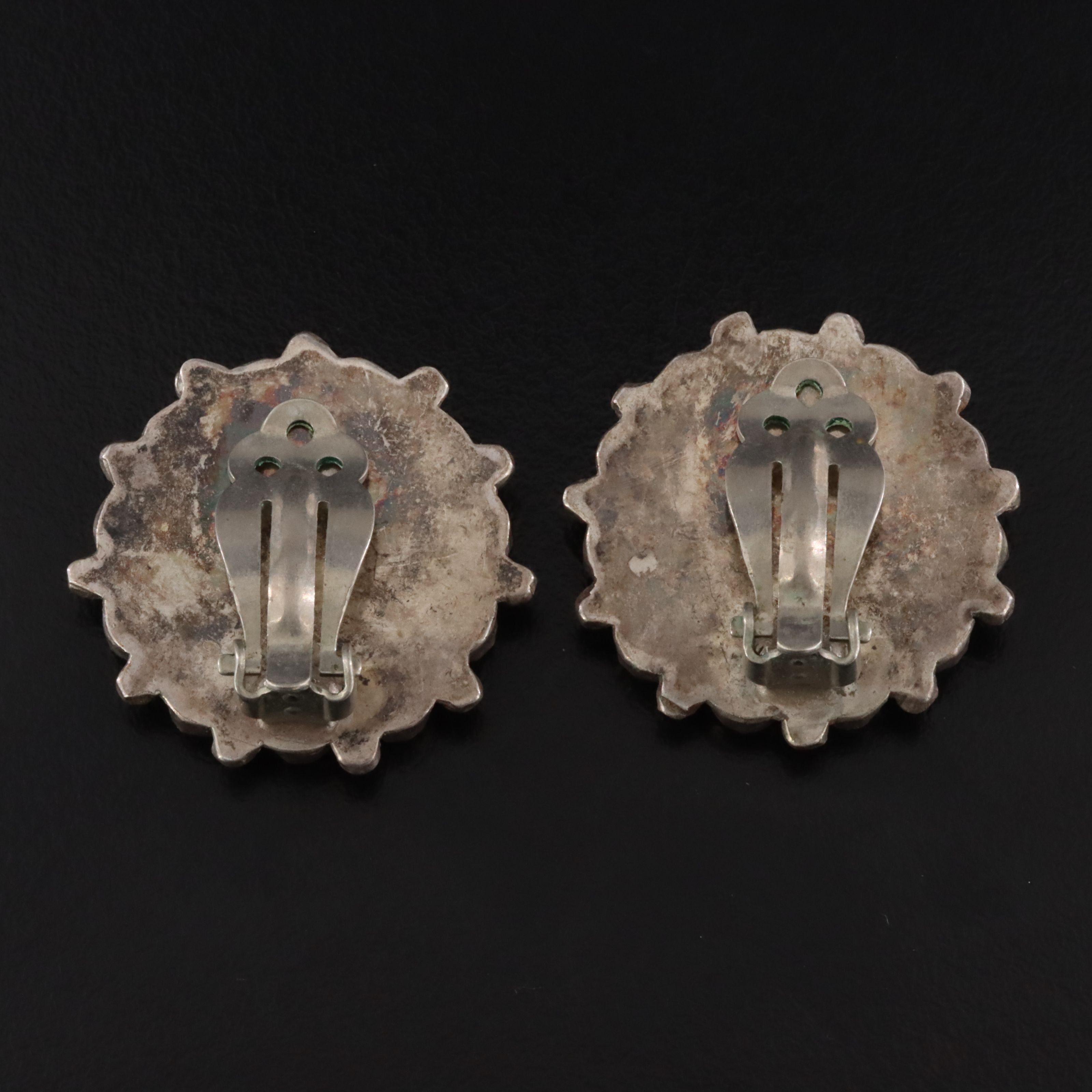 Southwestern Sterling Turquoise Cluster Earrings