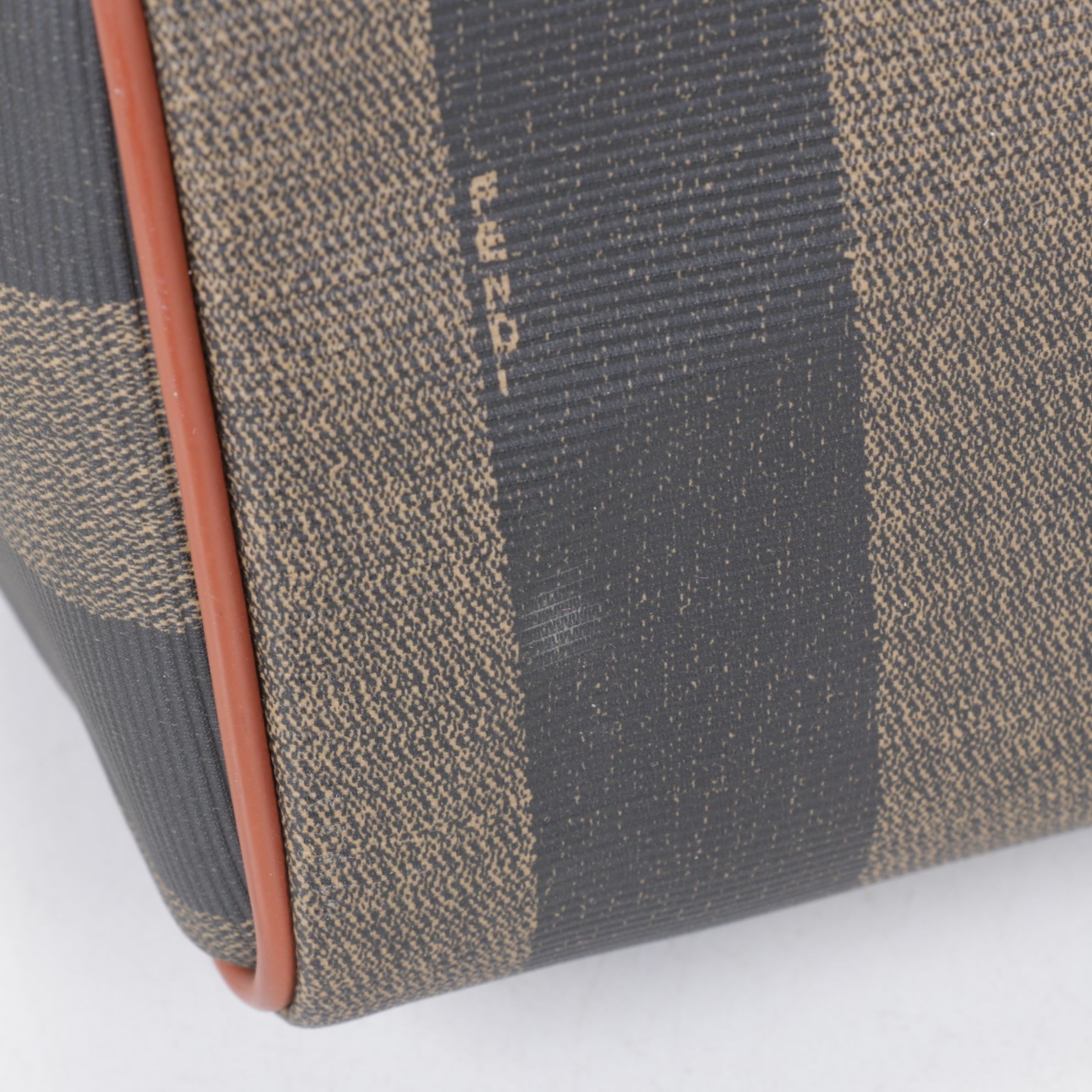 Fendi Boston Bag in Pequin Stripe Coated Canvas and Leather