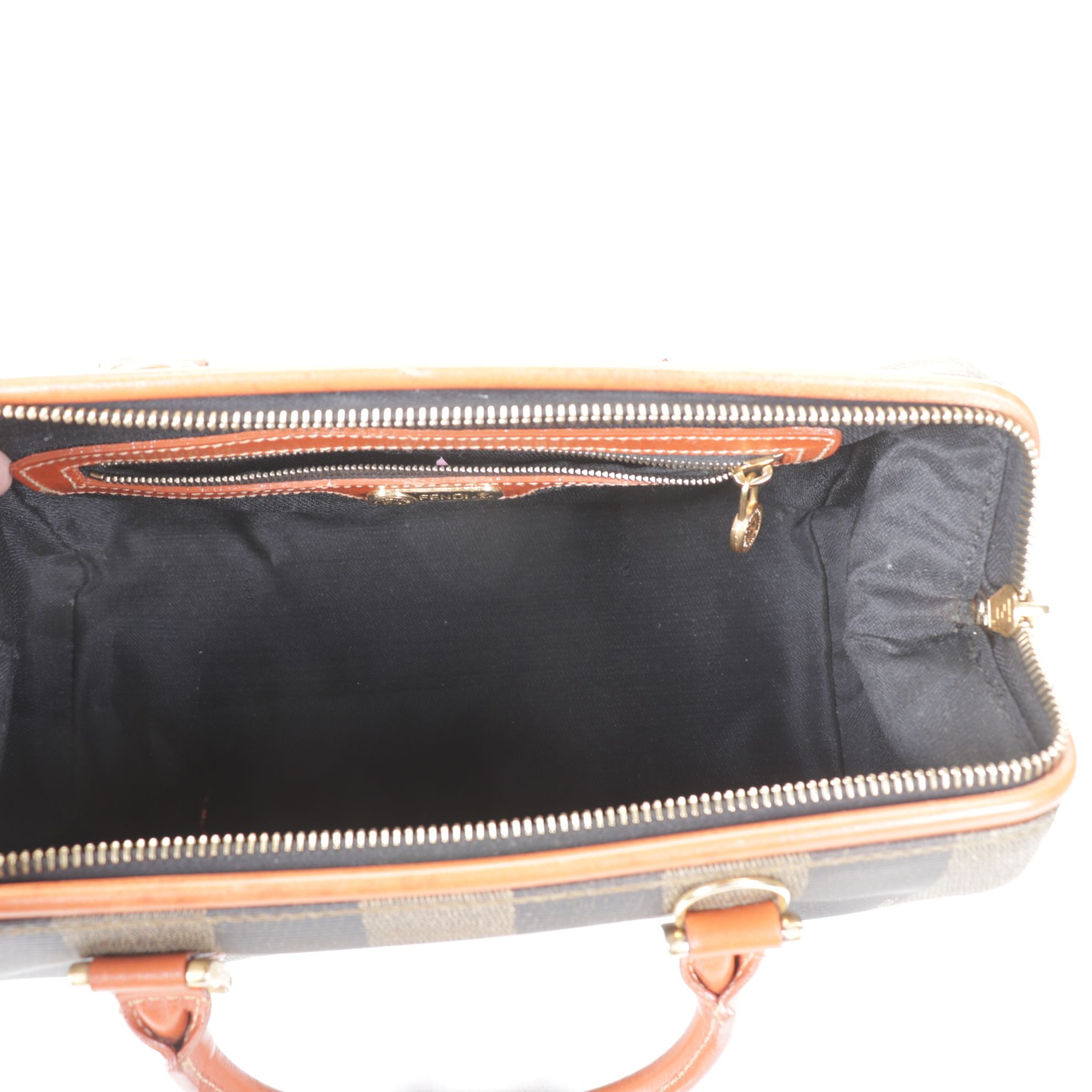 Fendi Boston Bag in Pequin Stripe Coated Canvas and Leather