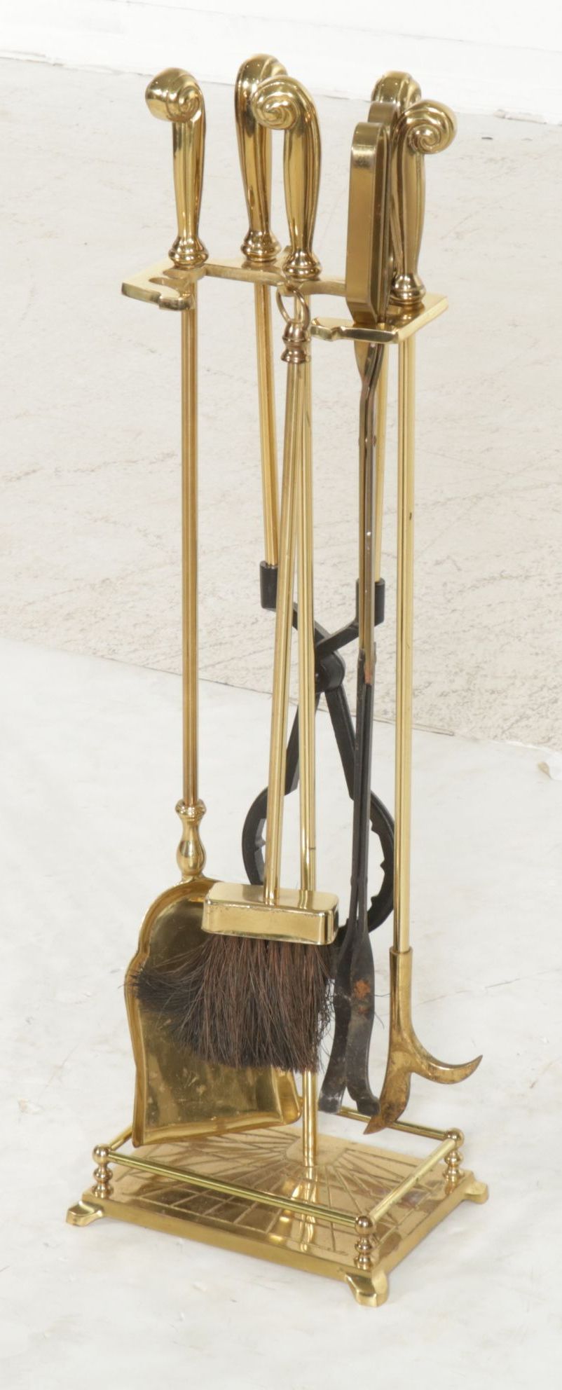 Brass Fireplace Tool Set and Stand, 21st Century