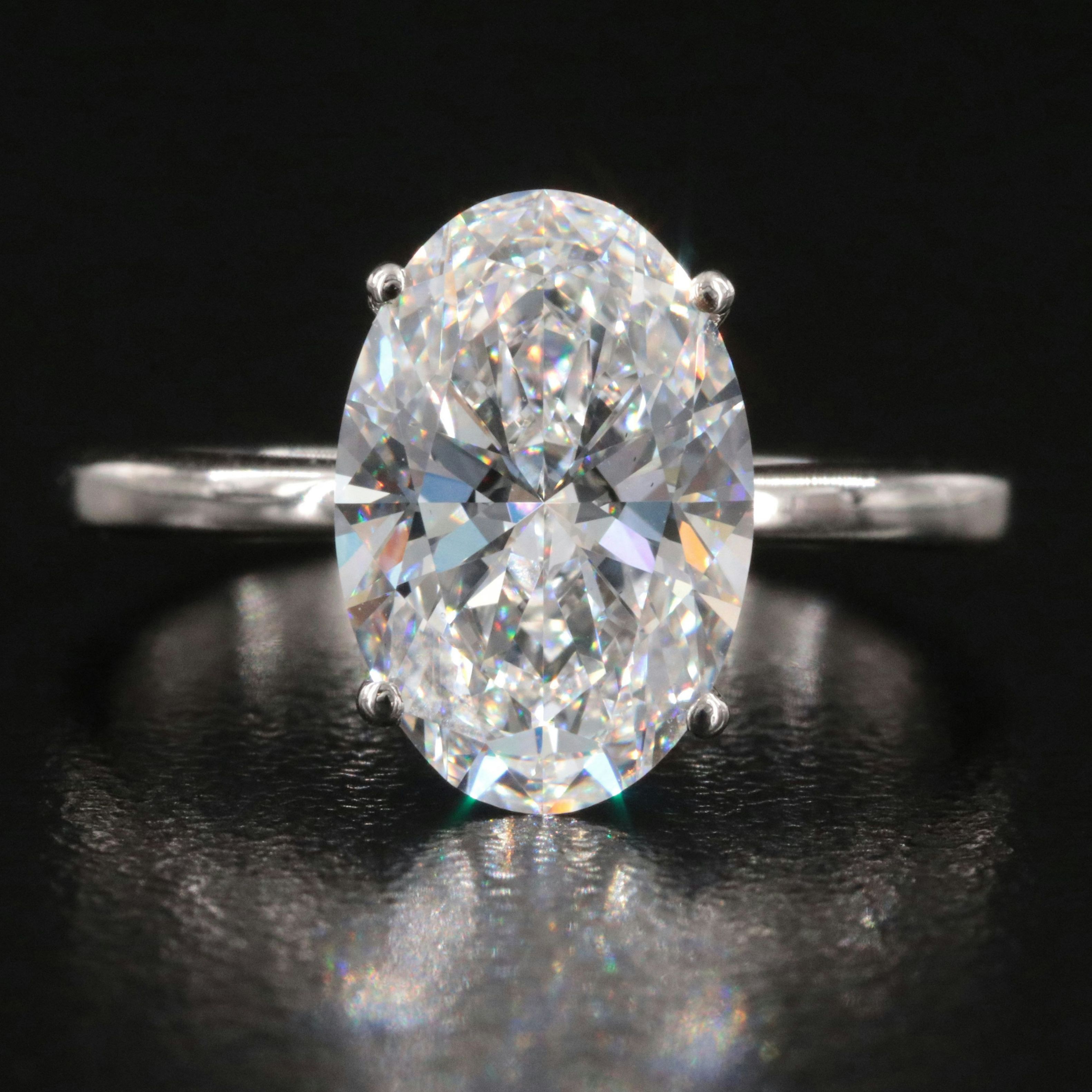 Platinum 3.10 CT Lab Grown Diamond Solitaire Ring