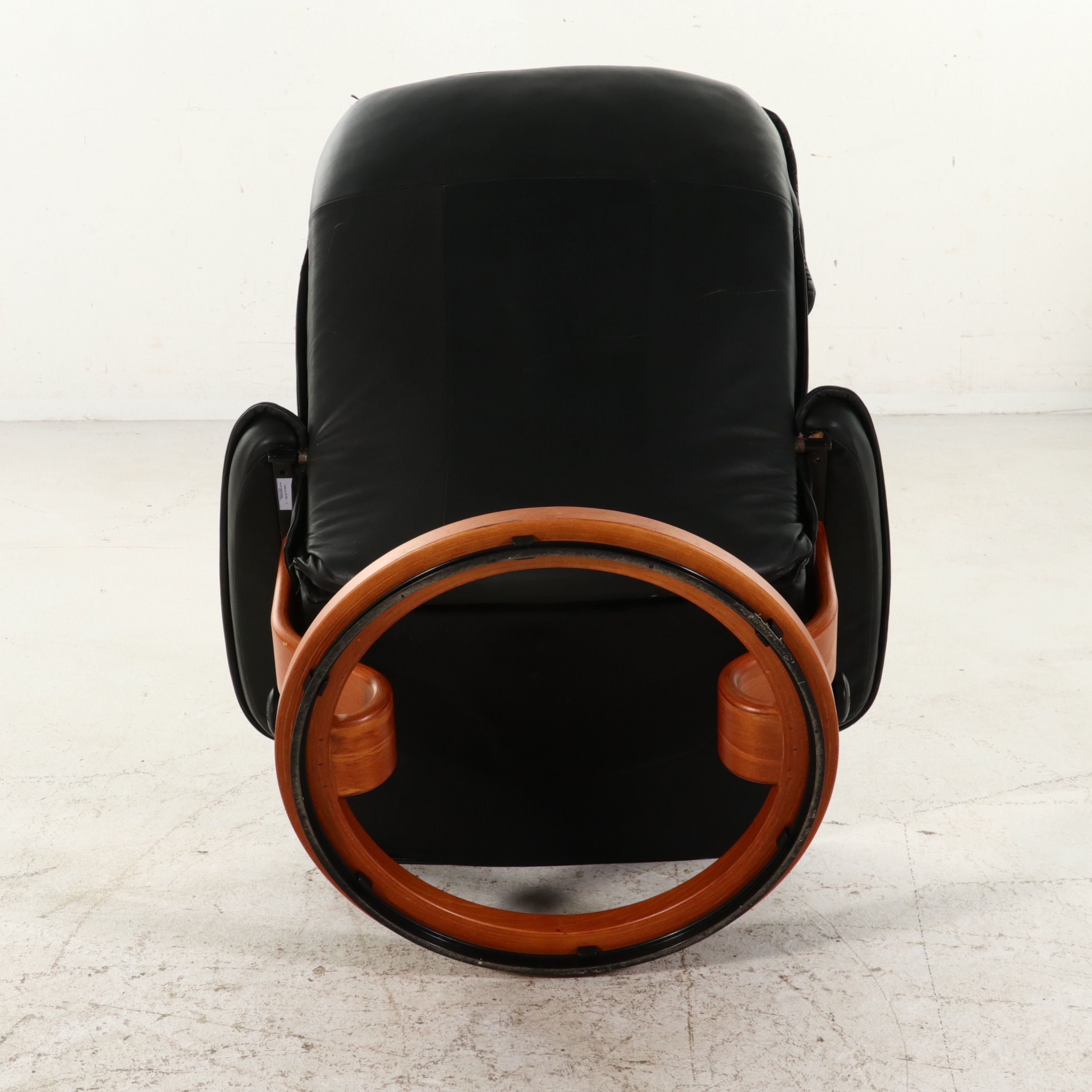 Ekornes Inspired Danish Modern Style Leather Lounge Chair and Ottoman