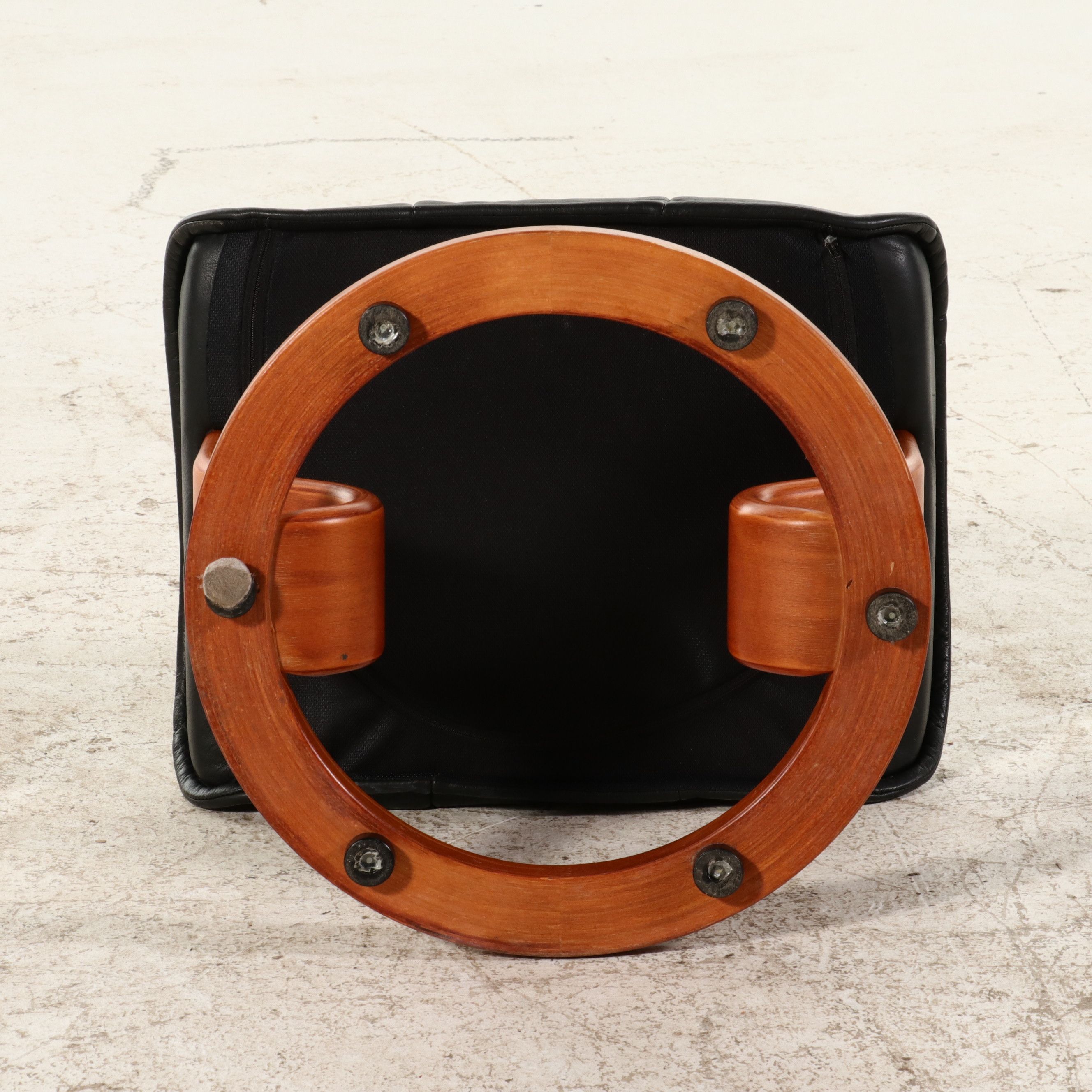 Ekornes Inspired Danish Modern Style Leather Lounge Chair and Ottoman