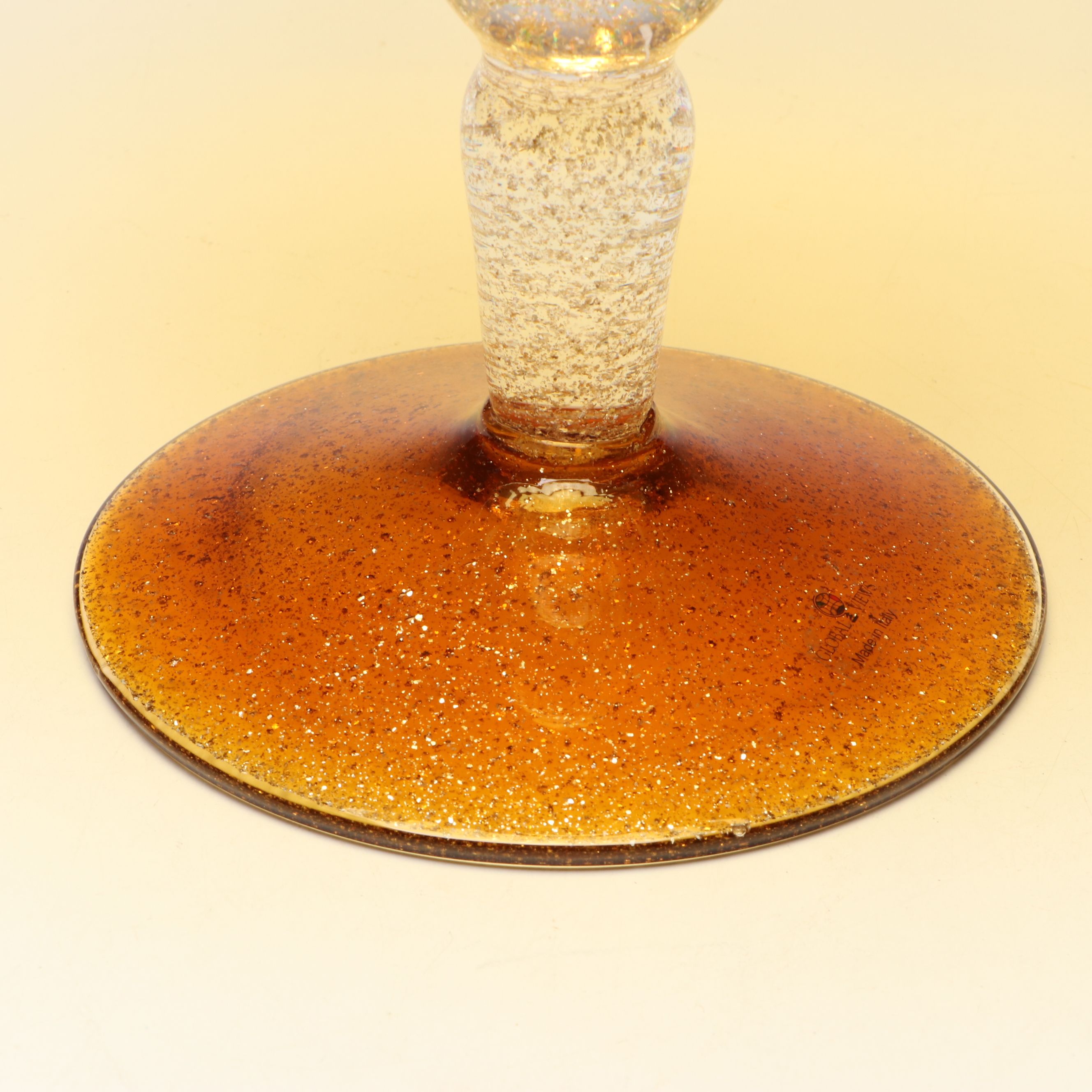 Global Views Gold Flecked Art Glass Pedestal Bowl