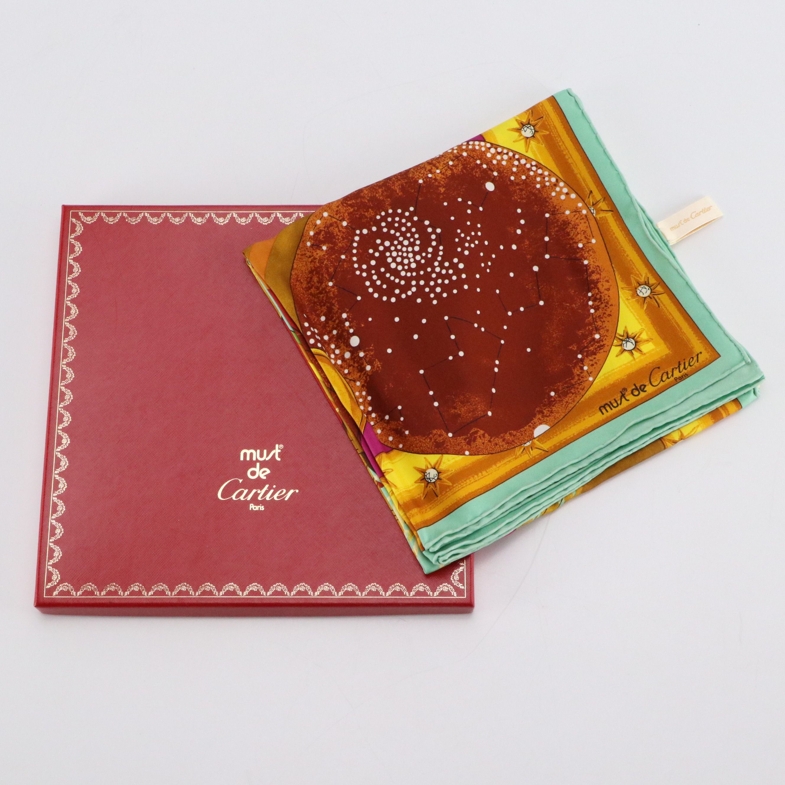 Cartier Must de Cartier Early Aviation/Santos Watch Scarf in Silk Twill with Box