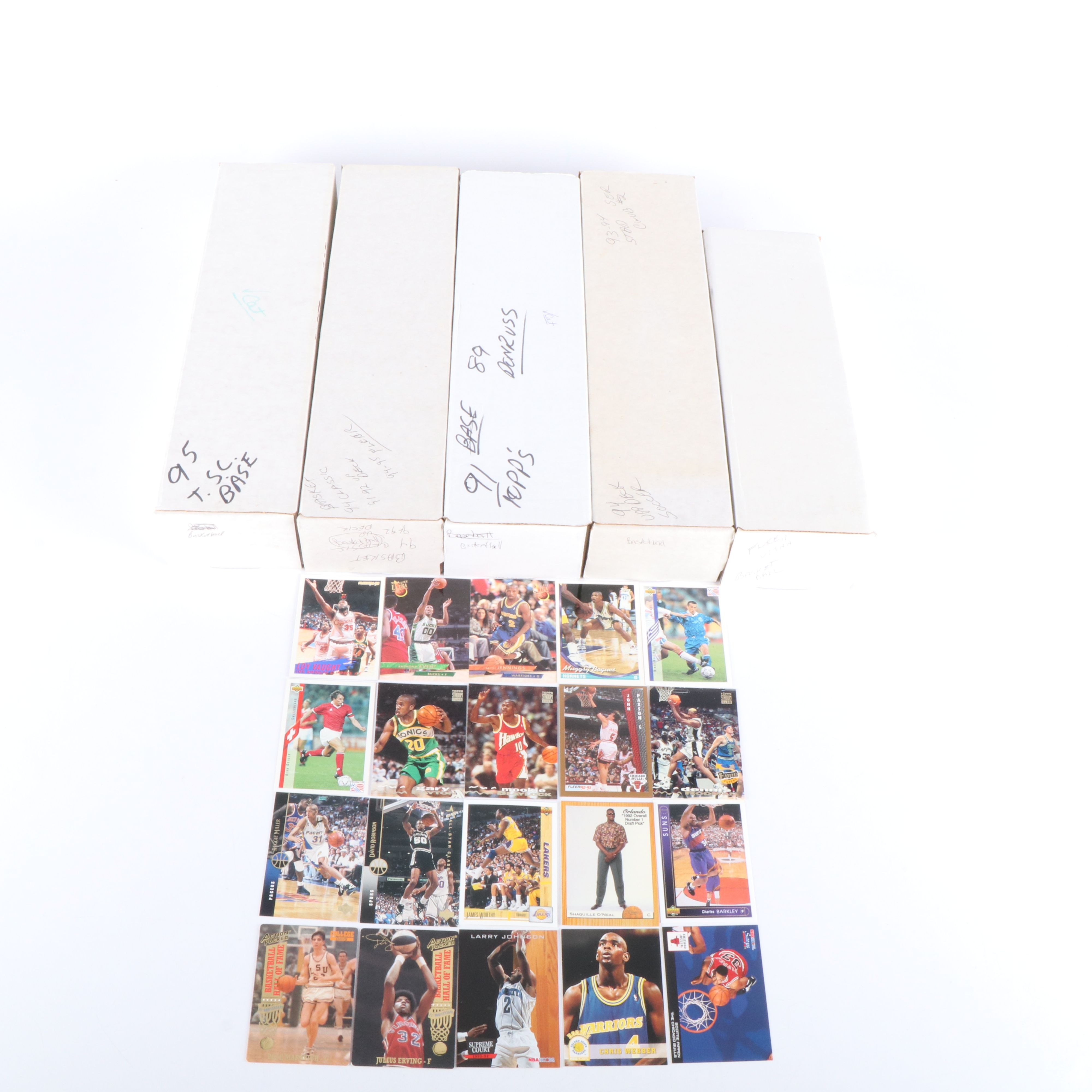 Five Boxes of Basketball and Some Soccer Cards, 1990s, Approximately 3,500 Cards