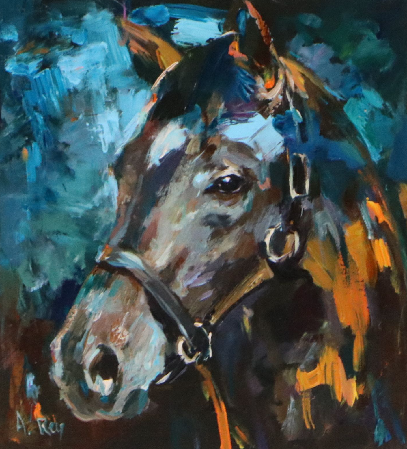 A. Rey Equine Portrait Oil Painting "Blaze," 2025