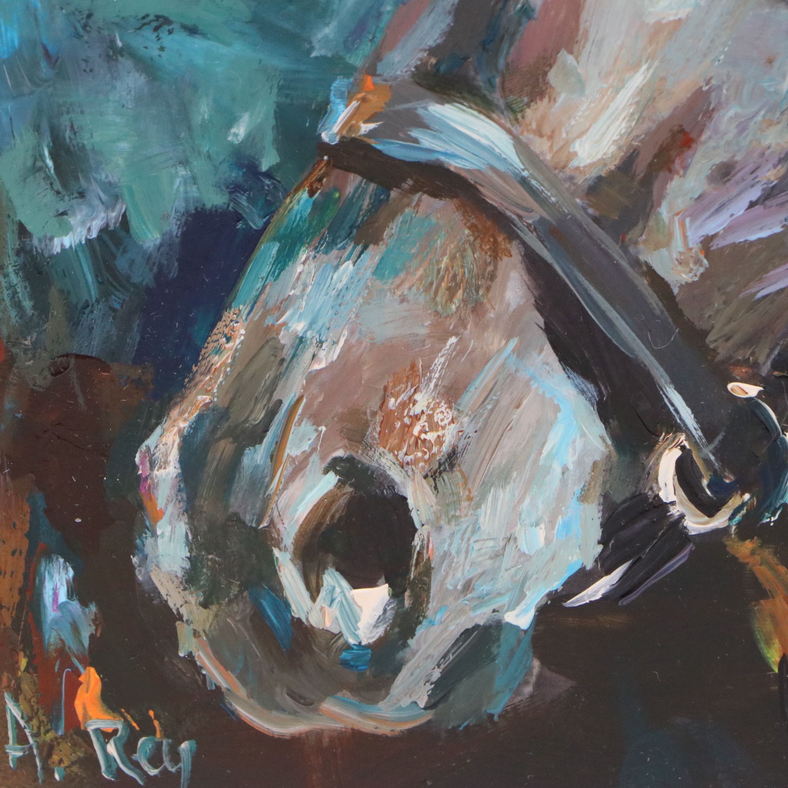 A. Rey Equine Portrait Oil Painting "Blaze," 2025