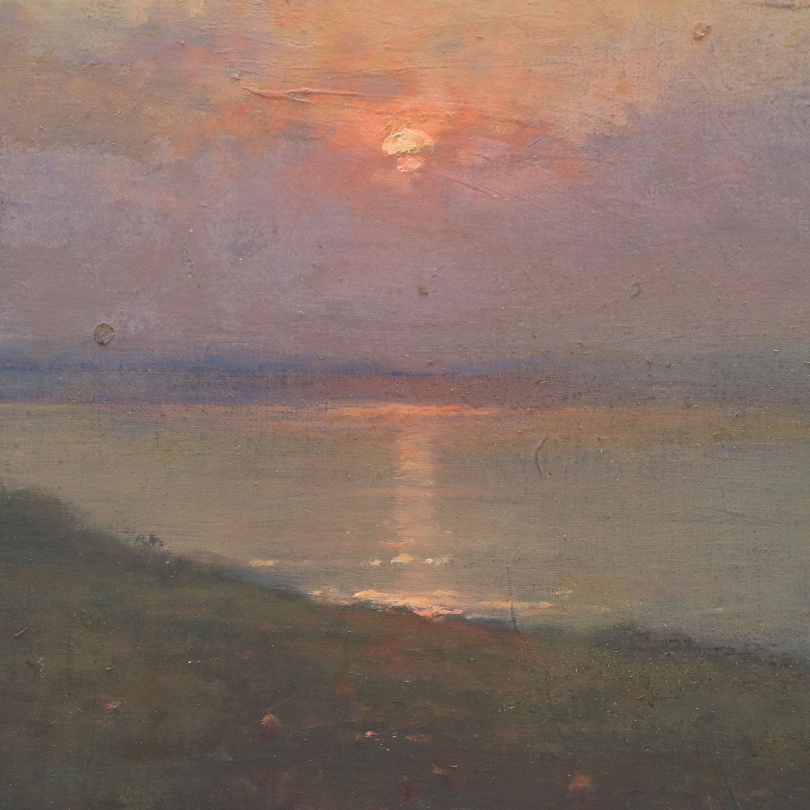 Endre Komaromi-Kacz Oil Painting of Campfire at Dusk, Early to Mid-20th Century