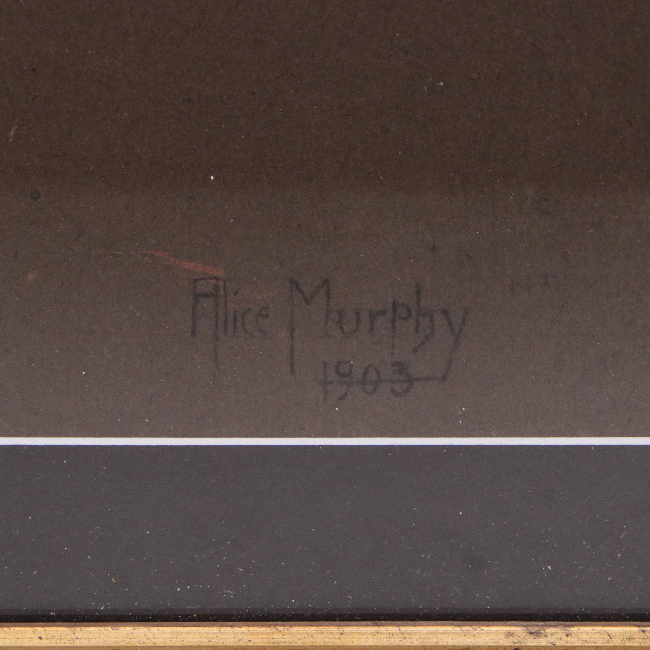 Alice Murphy Chalk Pastel Drawing of Farm Scene with Geese, 1903