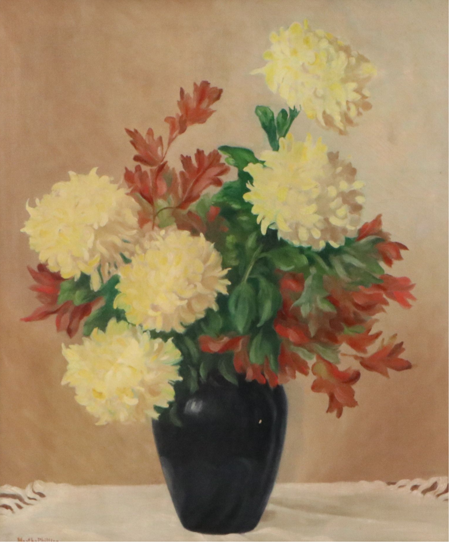 Martha Phillips Floral Still Life Oil Painting, Circa Mid-20th Century