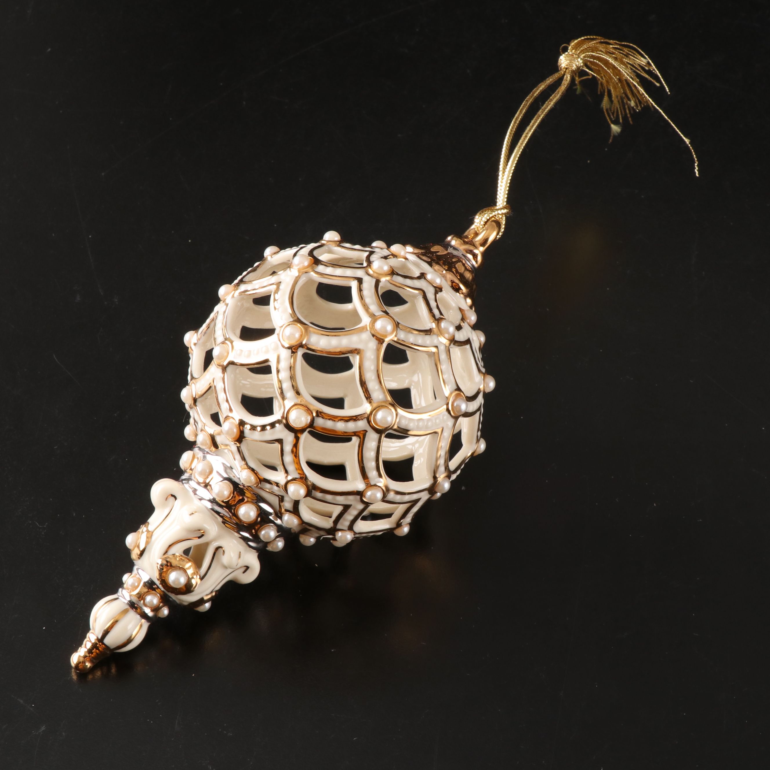 Lenox "Florentine & Pearl" Spire Ornament with More Porcelain Ornaments