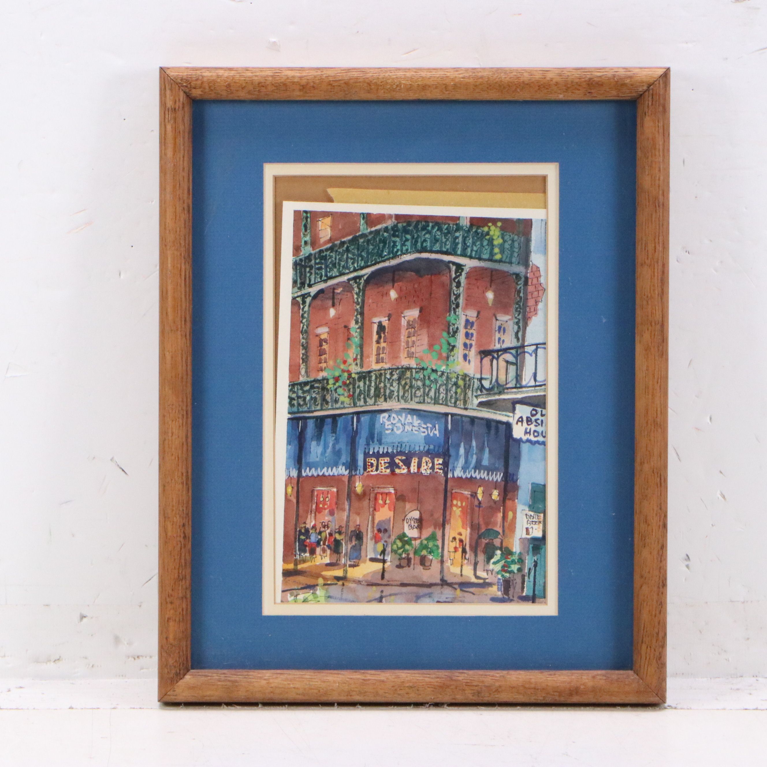 Pair of John McCann Watercolor Paintings of Street Scenes, Late 20th Century