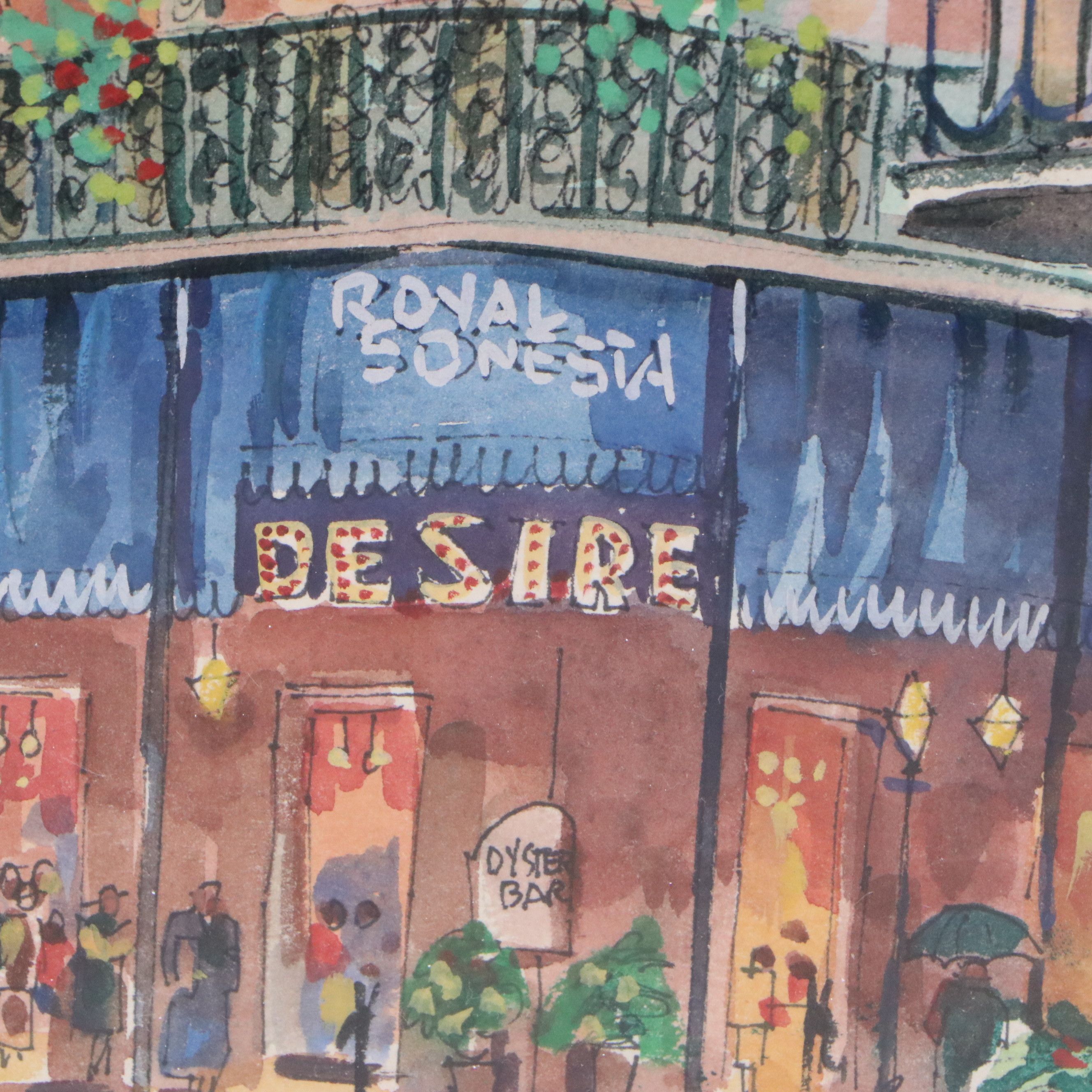 Pair of John McCann Watercolor Paintings of Street Scenes, Late 20th Century