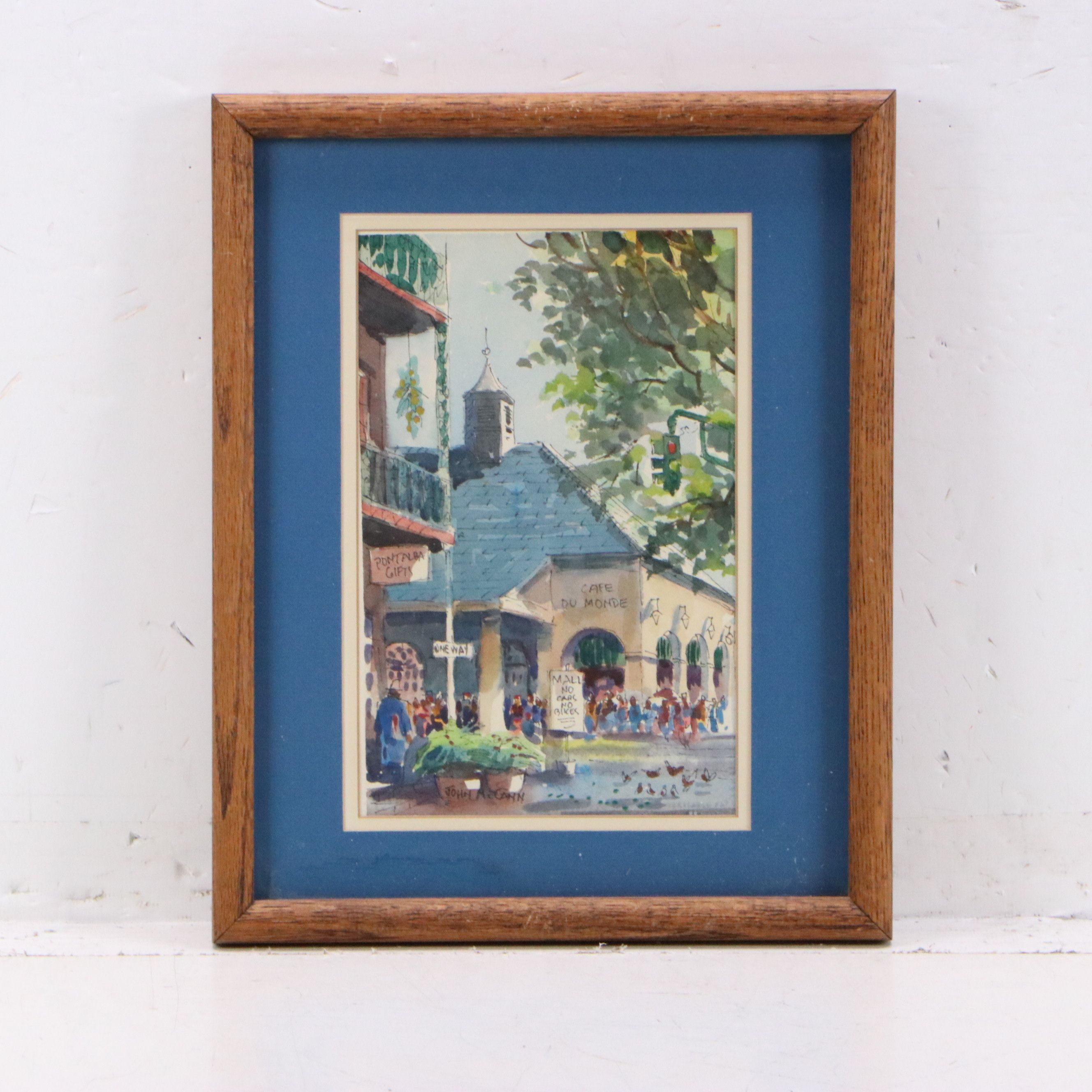 Pair of John McCann Watercolor Paintings of Street Scenes, Late 20th Century