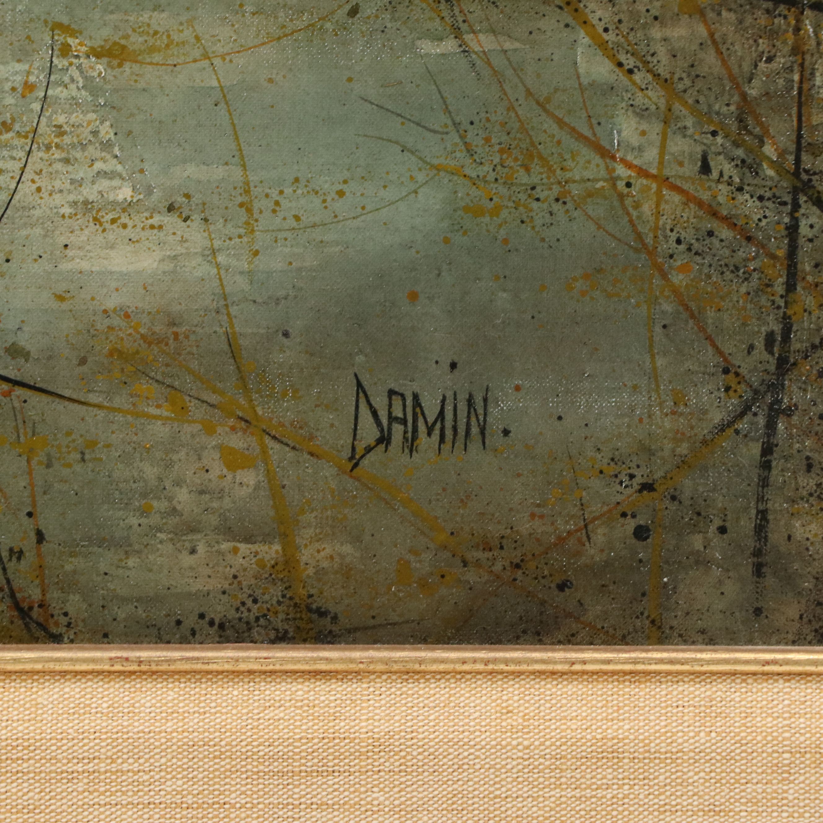 Georges Damin Oil Painting "L'Île Barbre," Late 20th Century