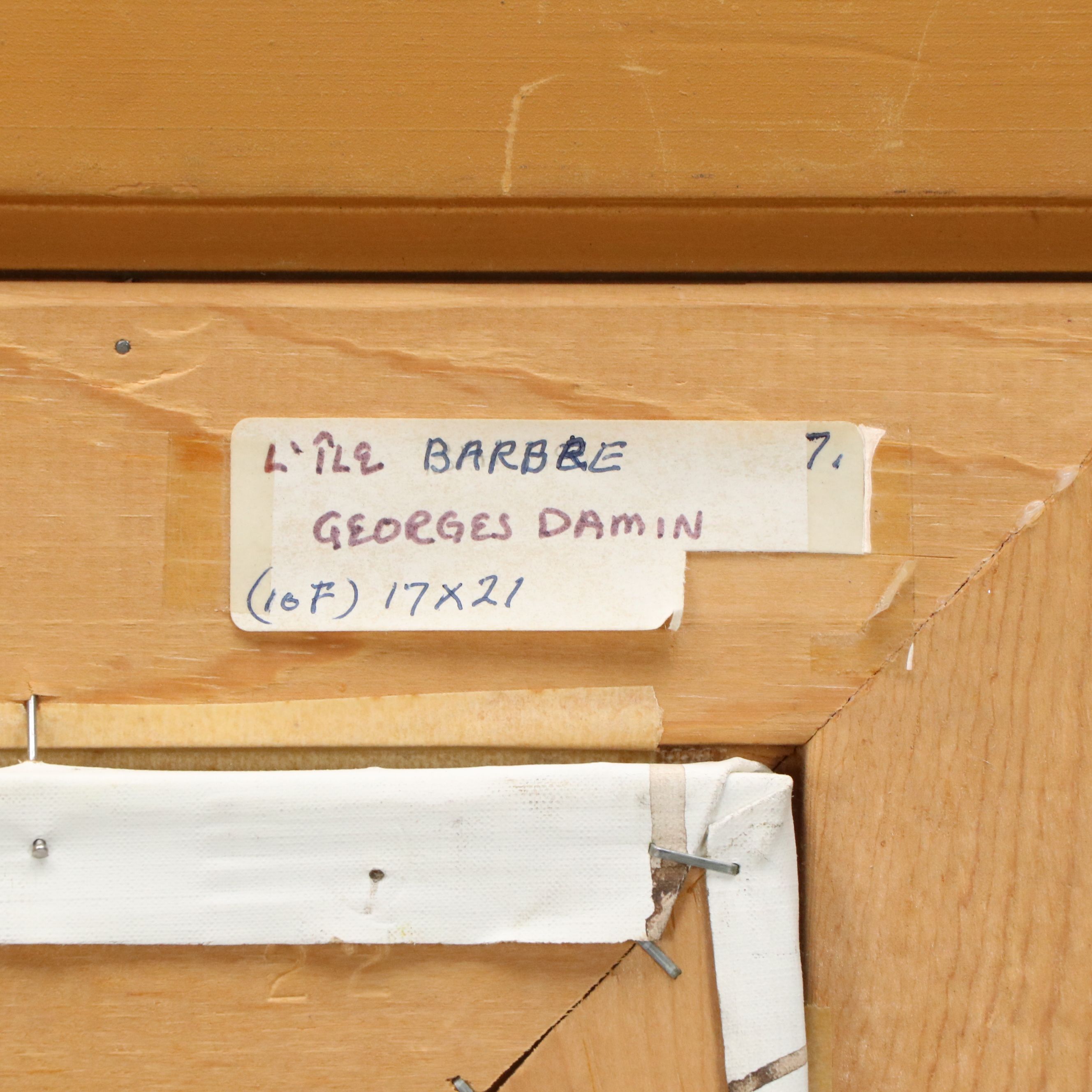 Georges Damin Oil Painting "L'Île Barbre," Late 20th Century