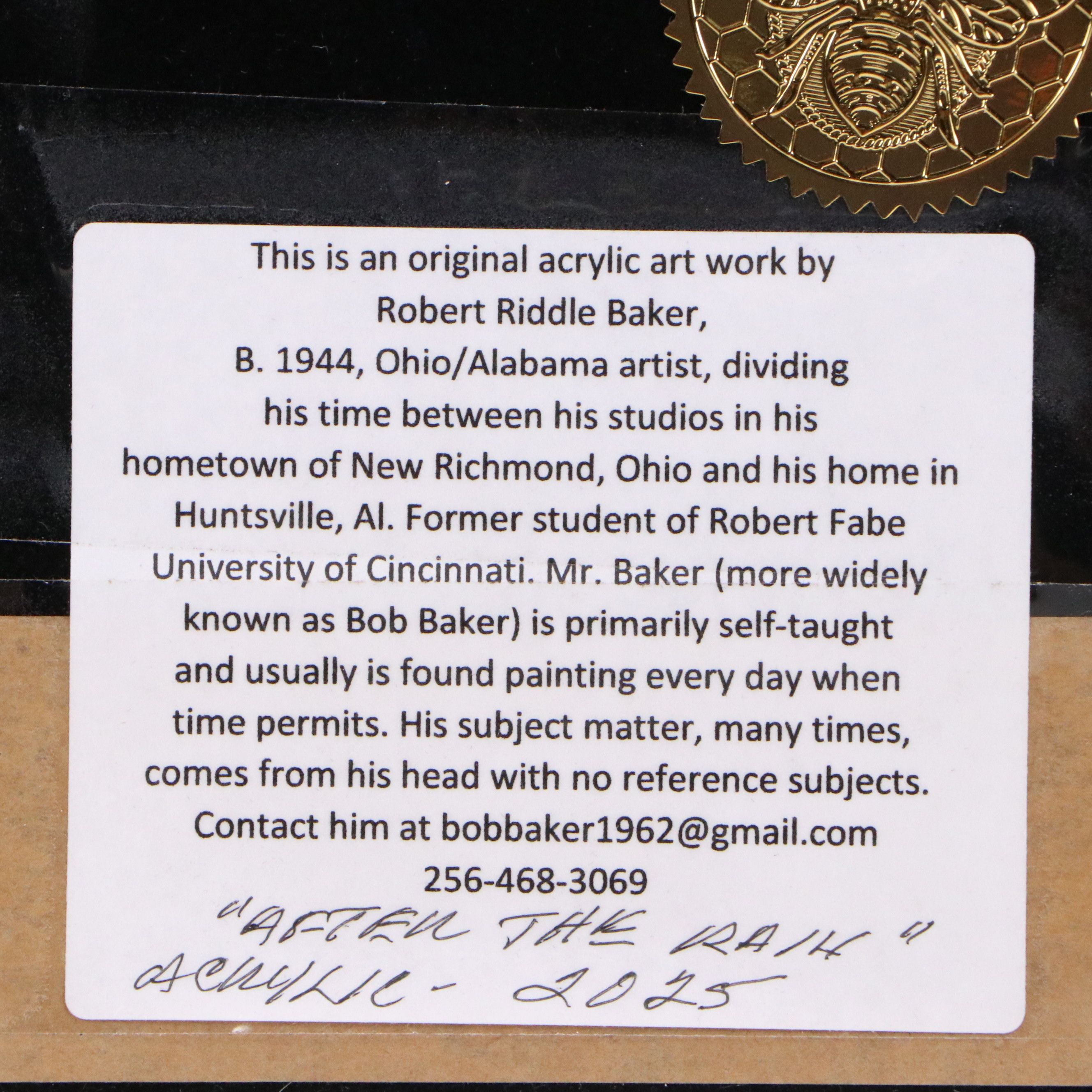 Robert Riddle Baker Acrylic Painting "After the Rain," 2025