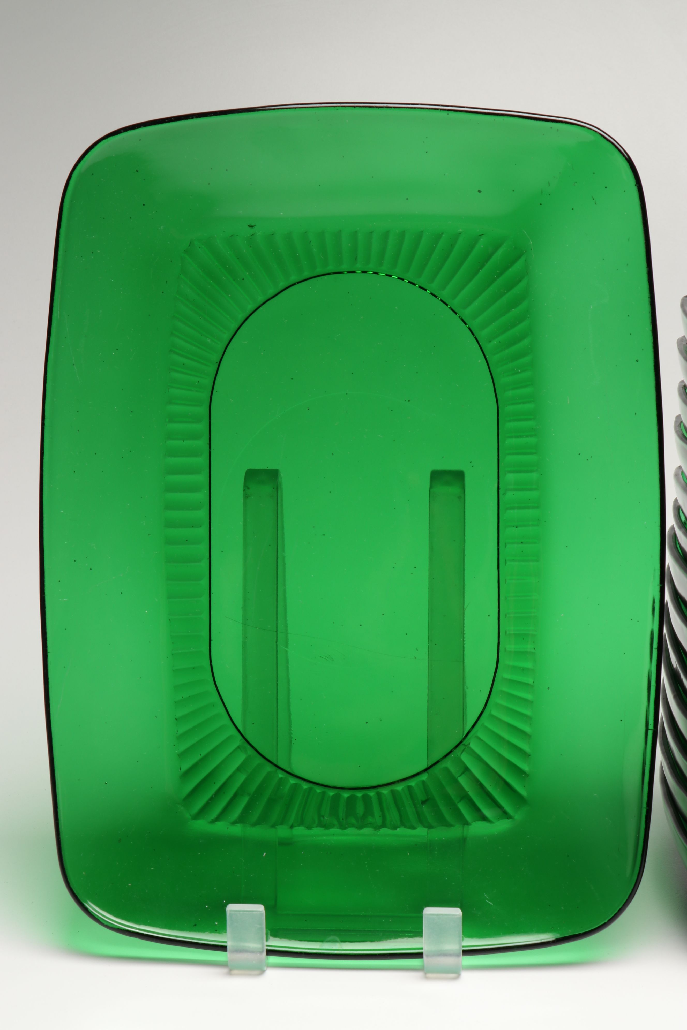 Anchor Hocking "Charm" Glass Dinnerware with Green Vereco Cups