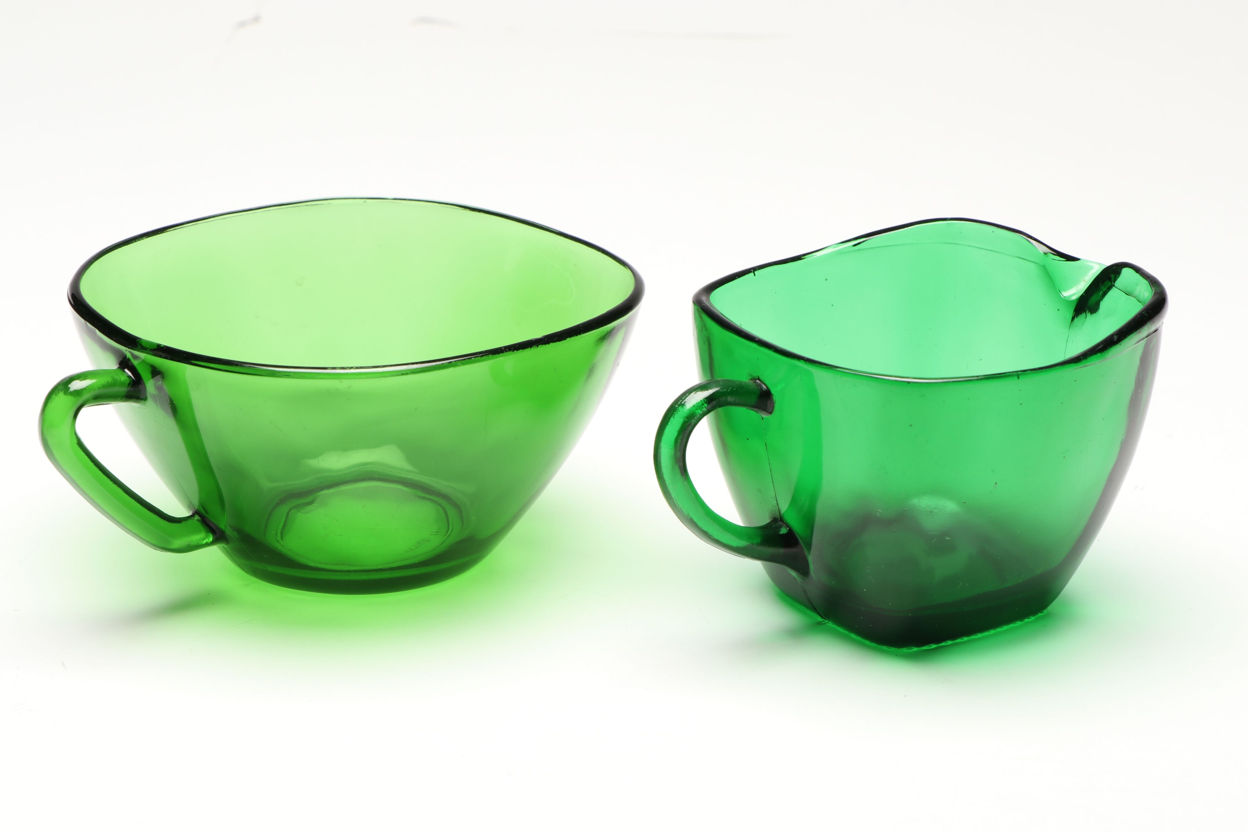 Anchor Hocking "Charm" Glass Dinnerware with Green Vereco Cups
