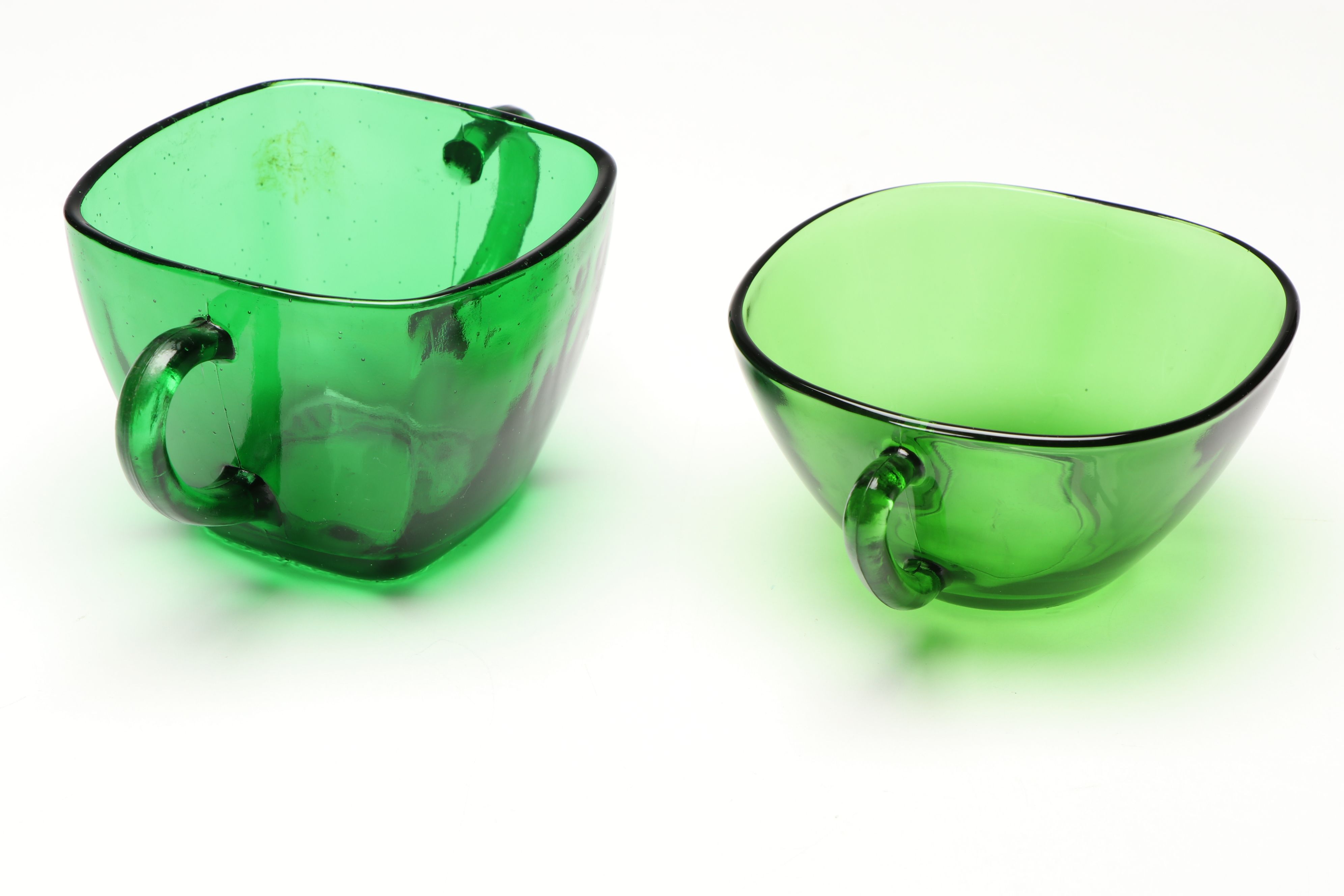 Anchor Hocking "Charm" Glass Dinnerware with Green Vereco Cups