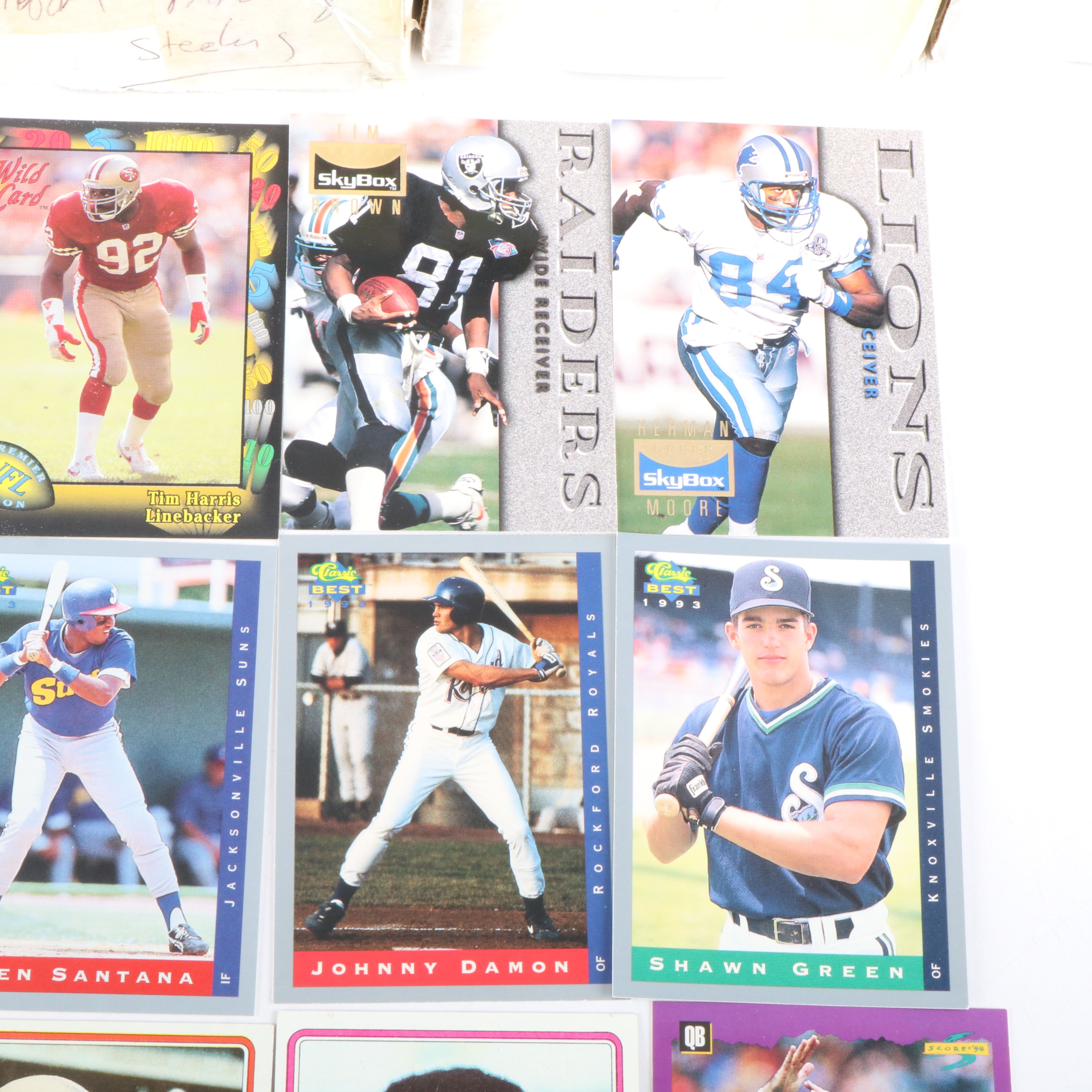 Four Boxes of Football Cards and One Box of Minor League Baseball Cards