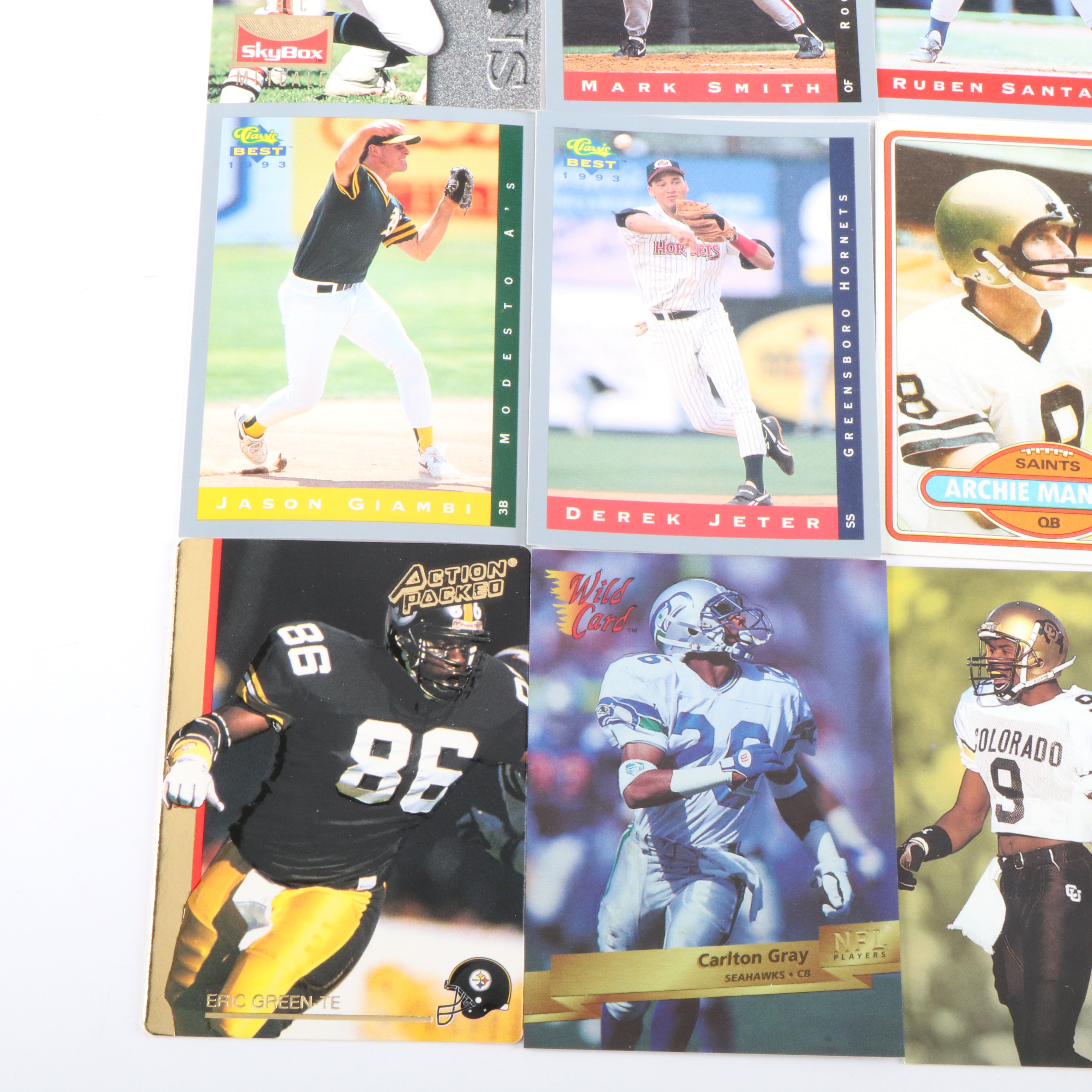 Four Boxes of Football Cards and One Box of Minor League Baseball Cards