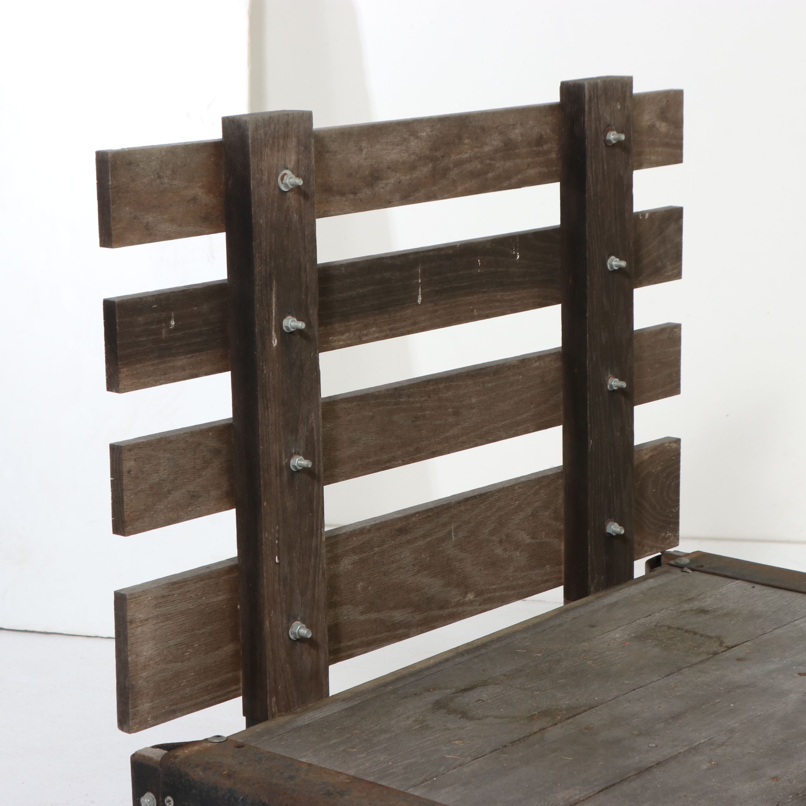 Industrial Oak and Iron Factory Cart, Early 20th Century