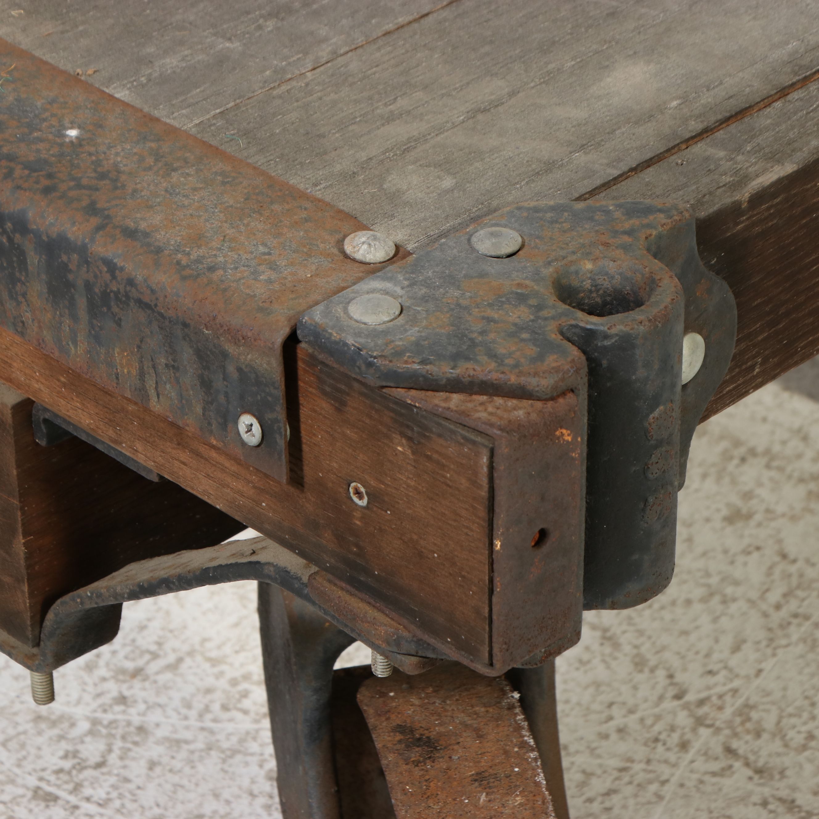 Industrial Oak and Iron Factory Cart, Early 20th Century