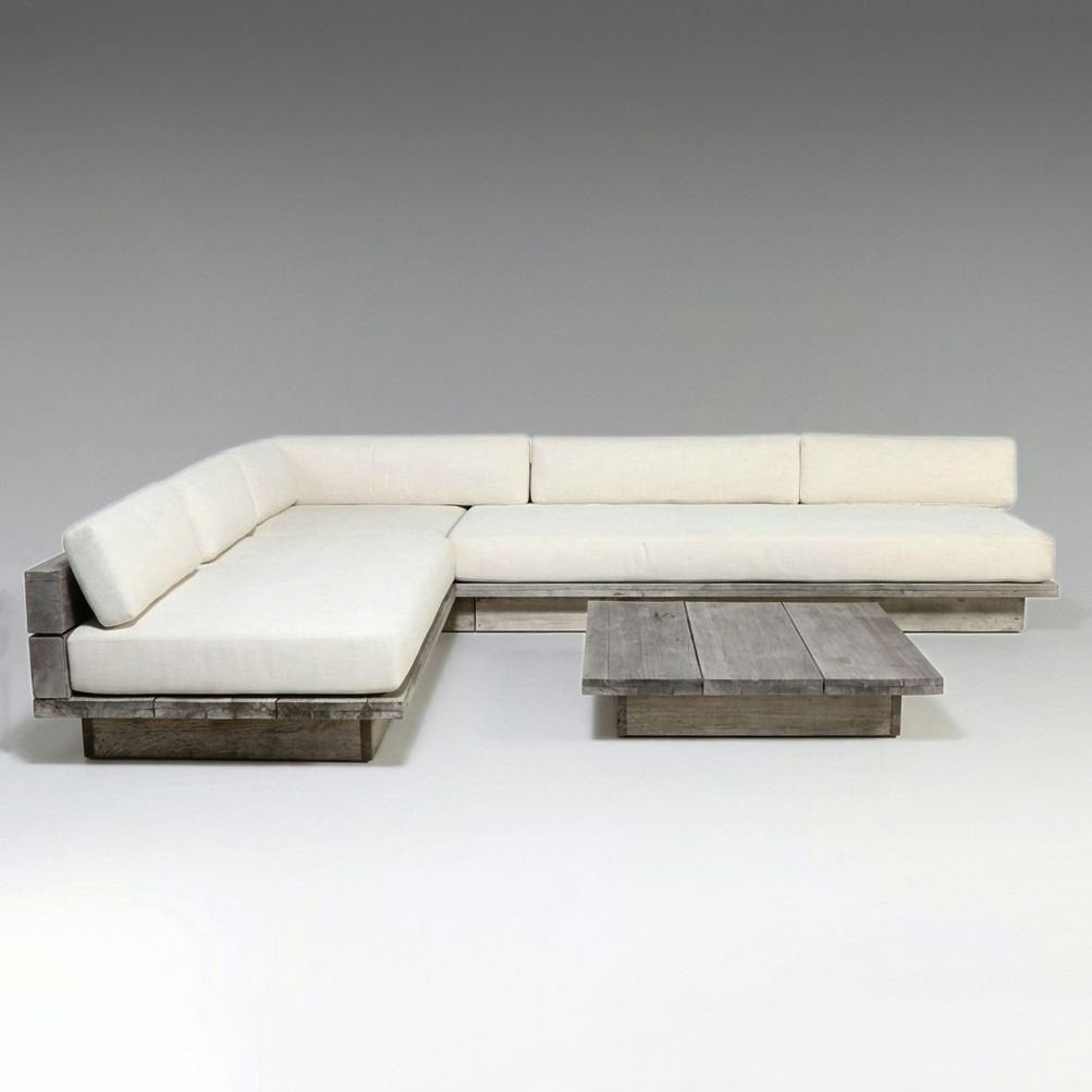 Restoration Hardware "Menorca" Teak Sectional Sofa and Coffee Table