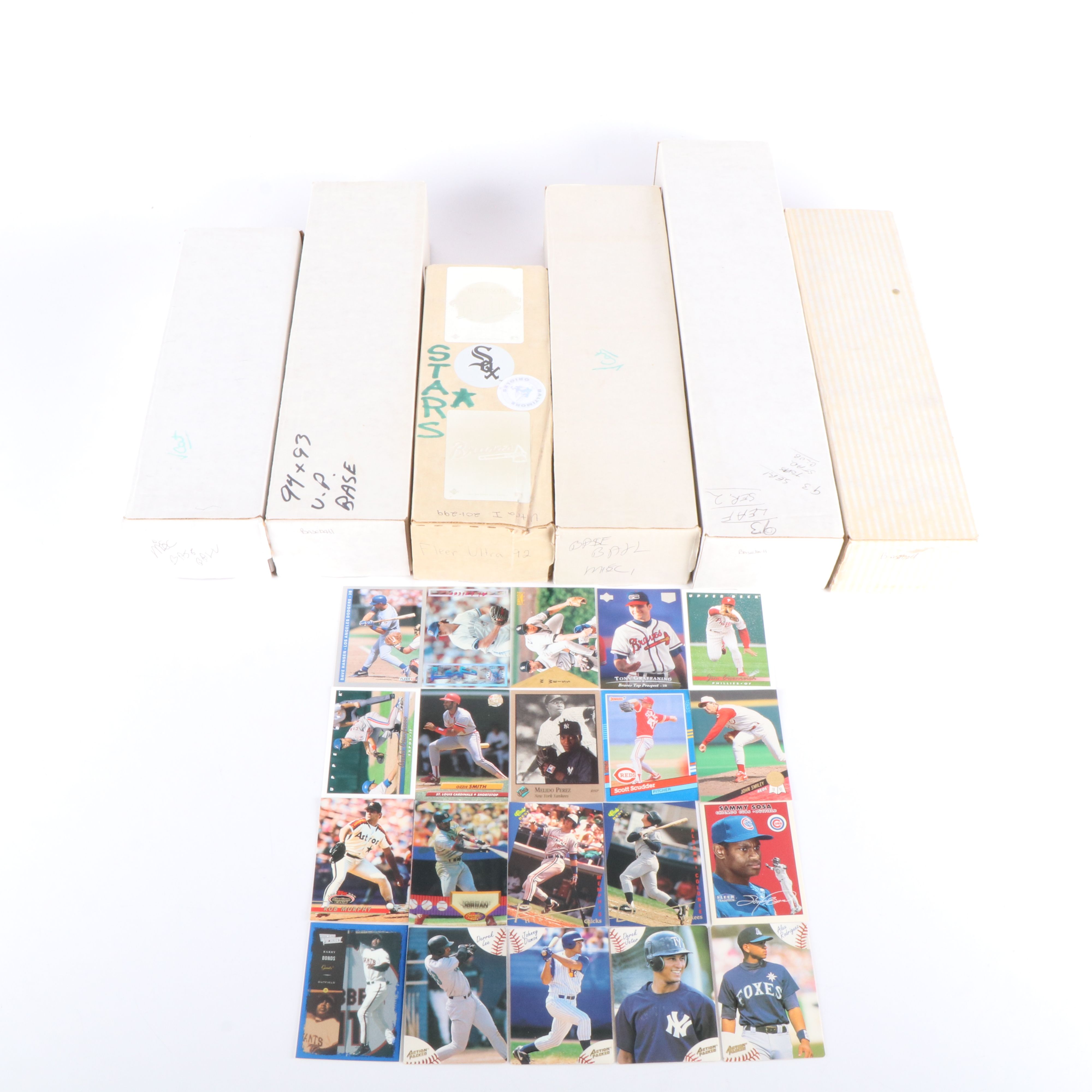 Six Boxes of Baseball Cards, Mainly 1990s, Approximately 4,000 Cards Total