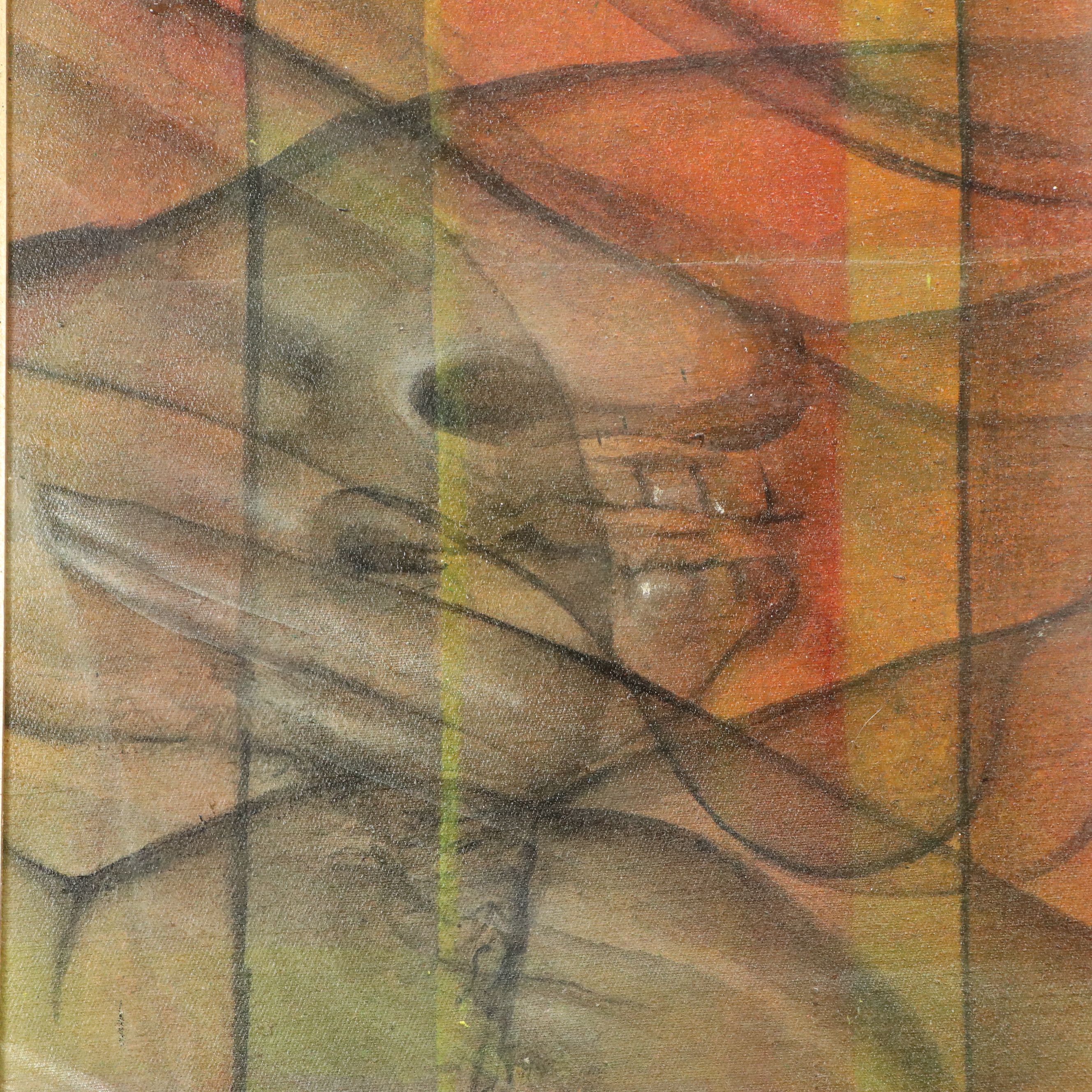 Gestural Expressionist Oil Painting, Mid-Late 20th Century