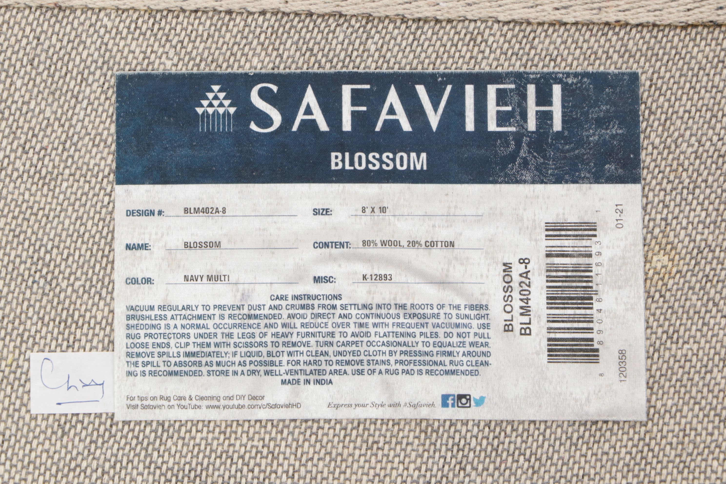 8' x 10' Hand-Hooked Safavieh "Blossom" Collection Area Rug