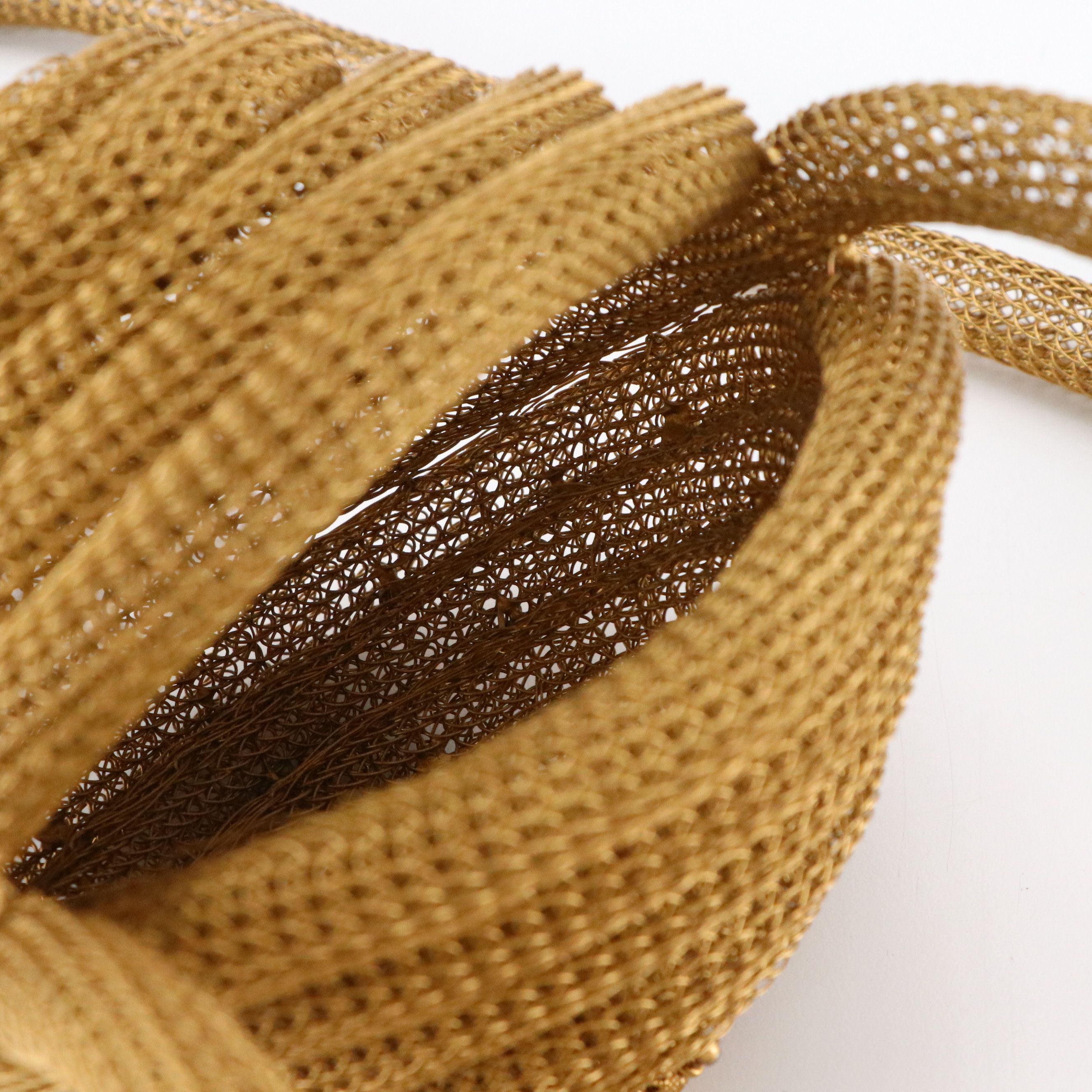 Knitted Wire Tube Coiled Evening Bag with Tassels