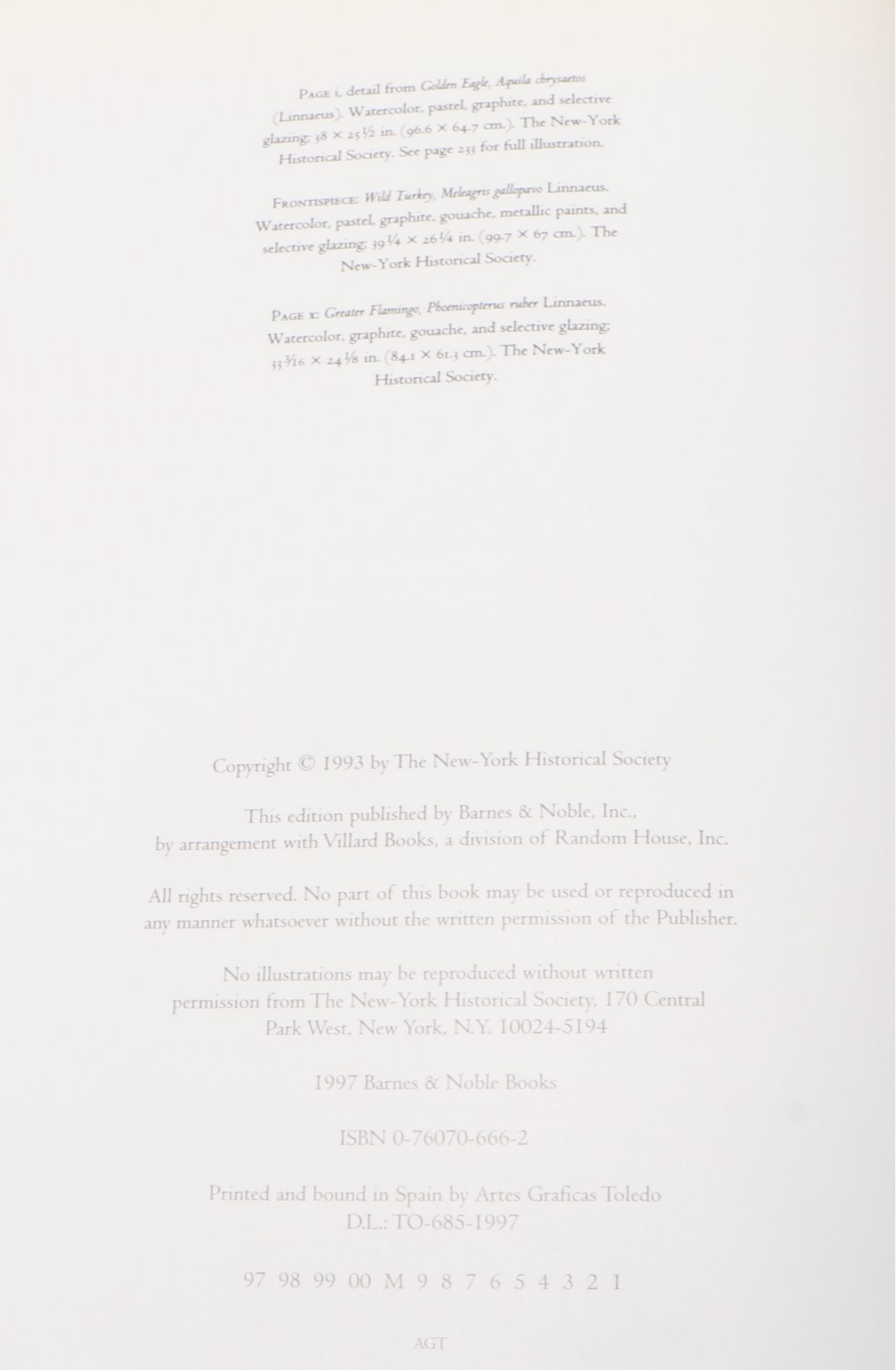 First Edition Thus "John James Audubon: Watercolors for The Birds of America"