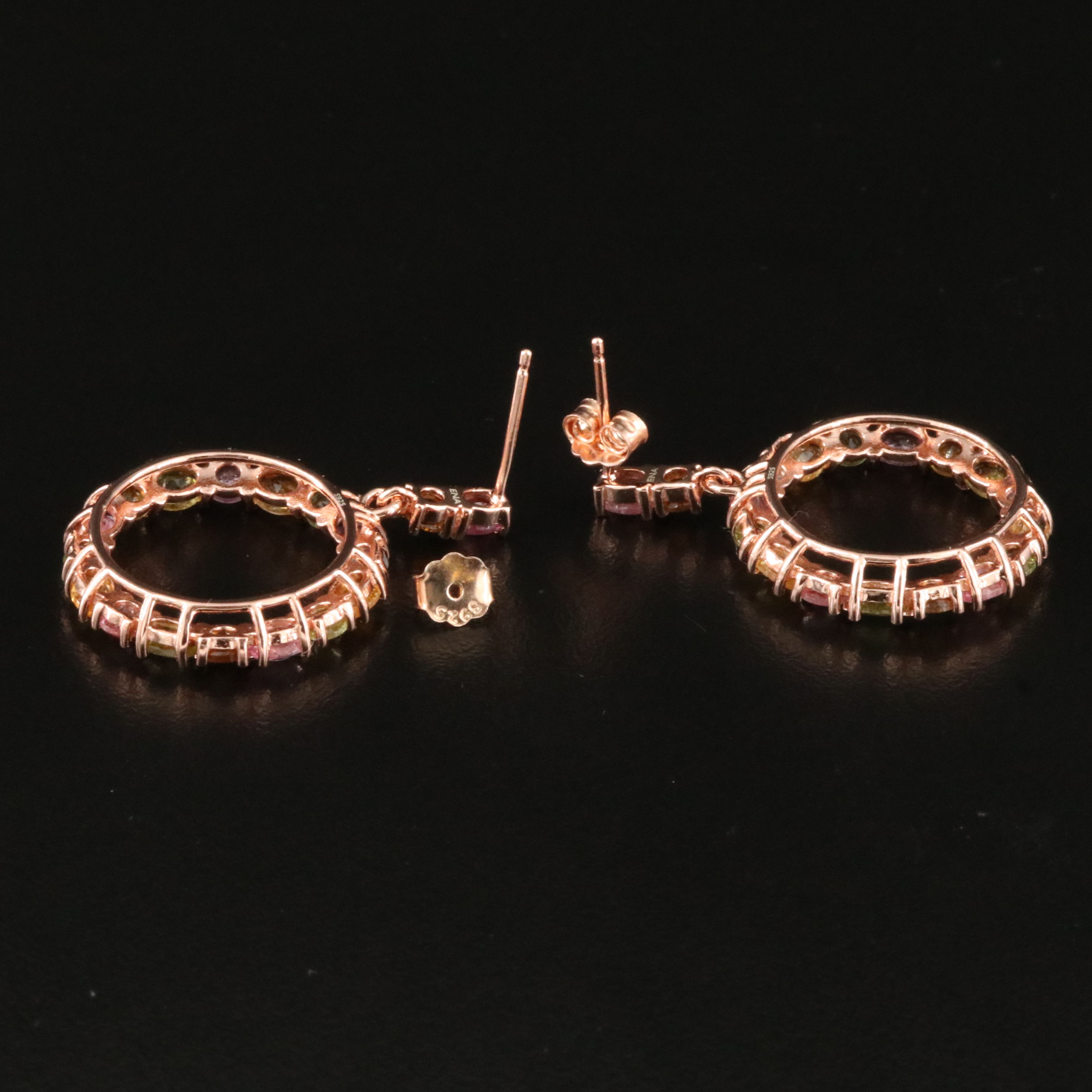 Sterling and Tourmaline Dangle Earrings