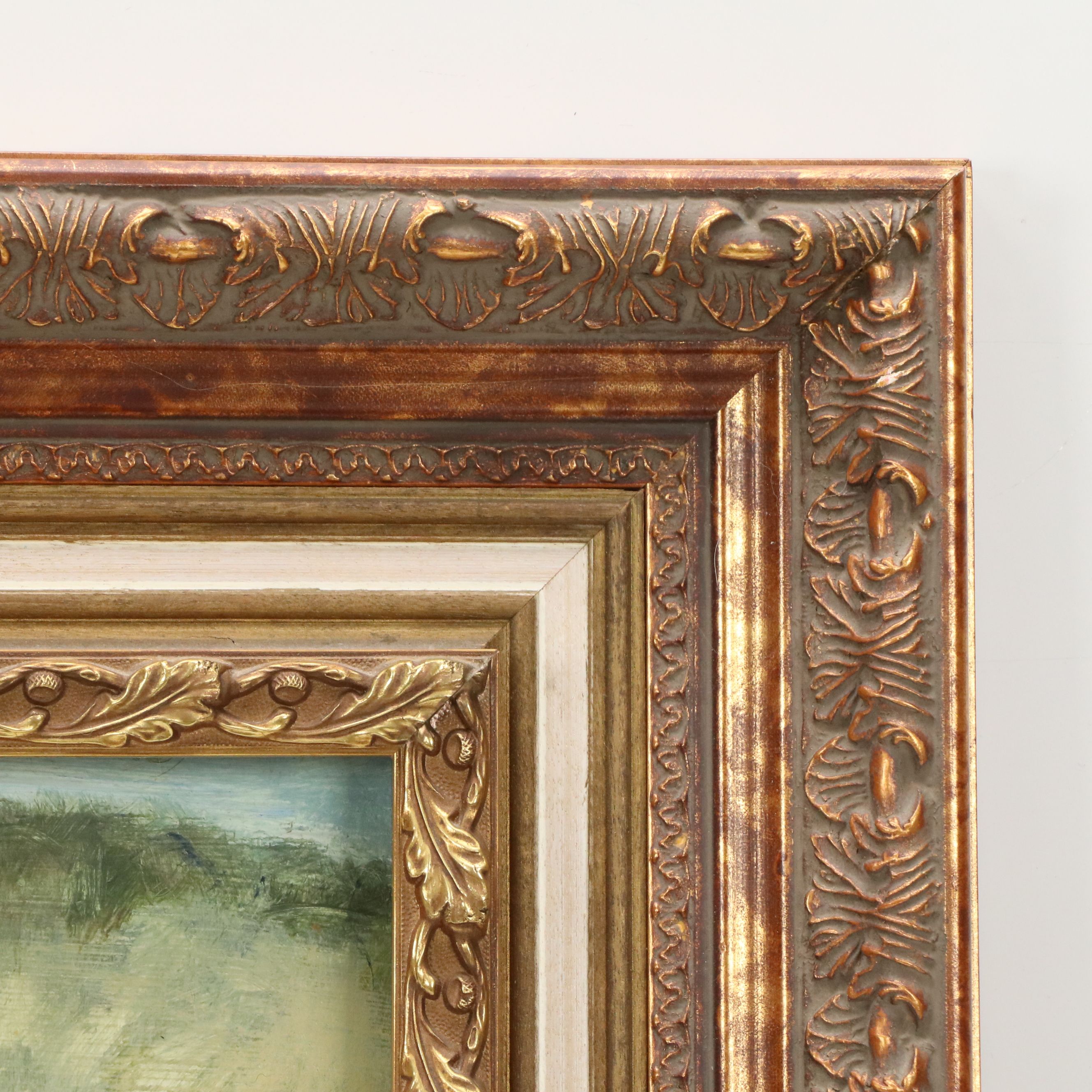 George Schwatcha Jr. Pastoral Scene Landscape Oil Painting, Late 20th Century