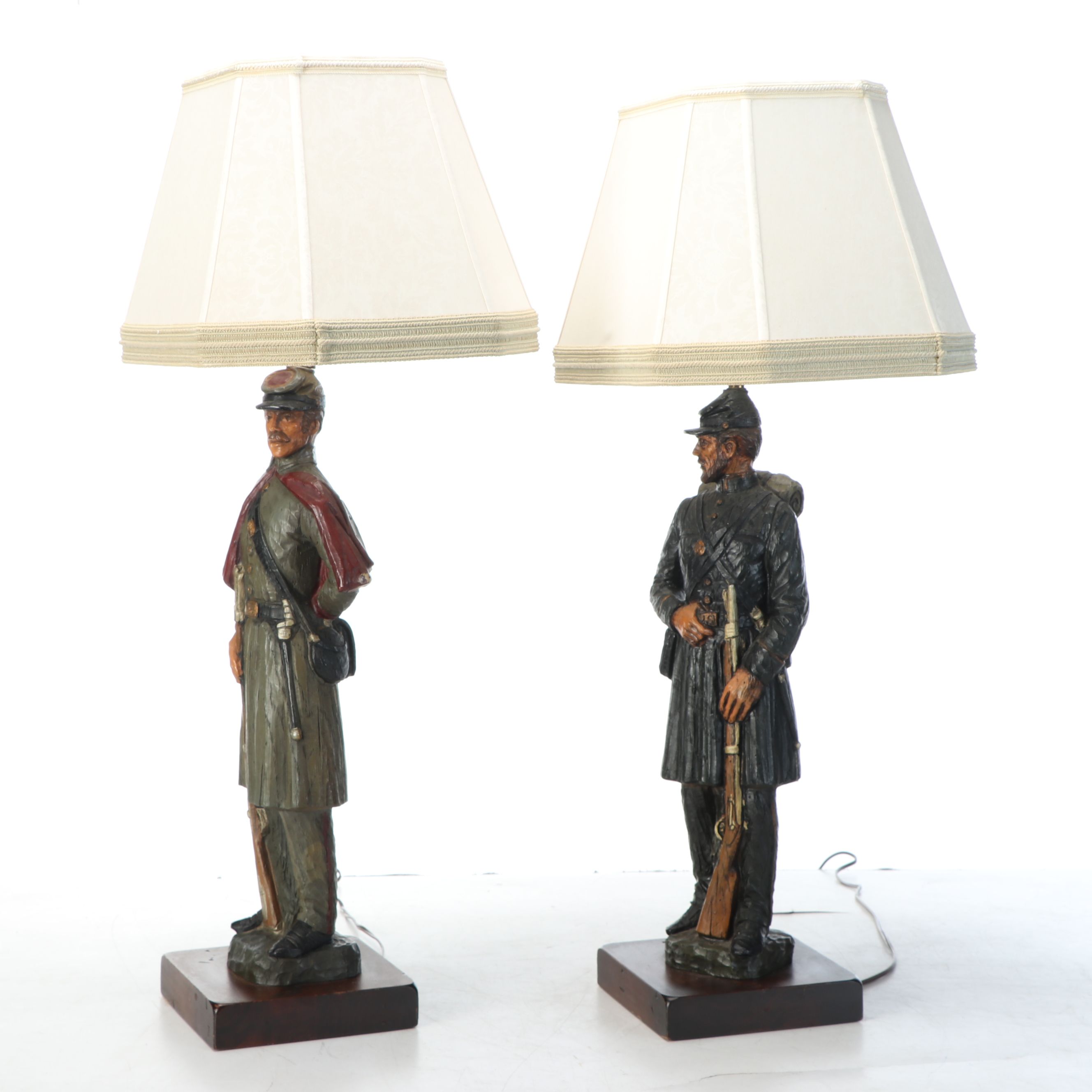 American Civil War Union and Confederate Soldier Table Lamps, Late 20th C.
