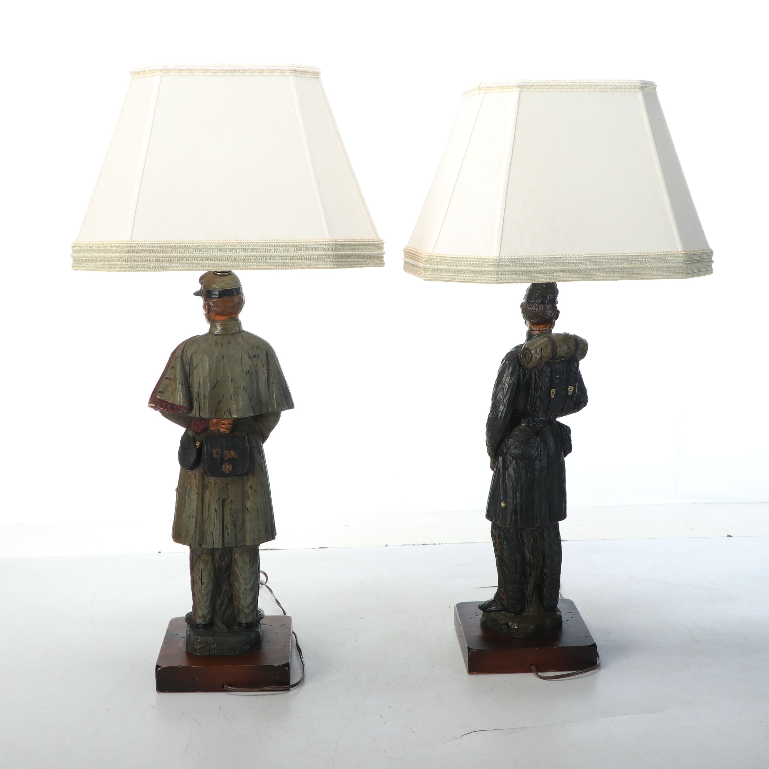 American Civil War Union and Confederate Soldier Table Lamps, Late 20th C.