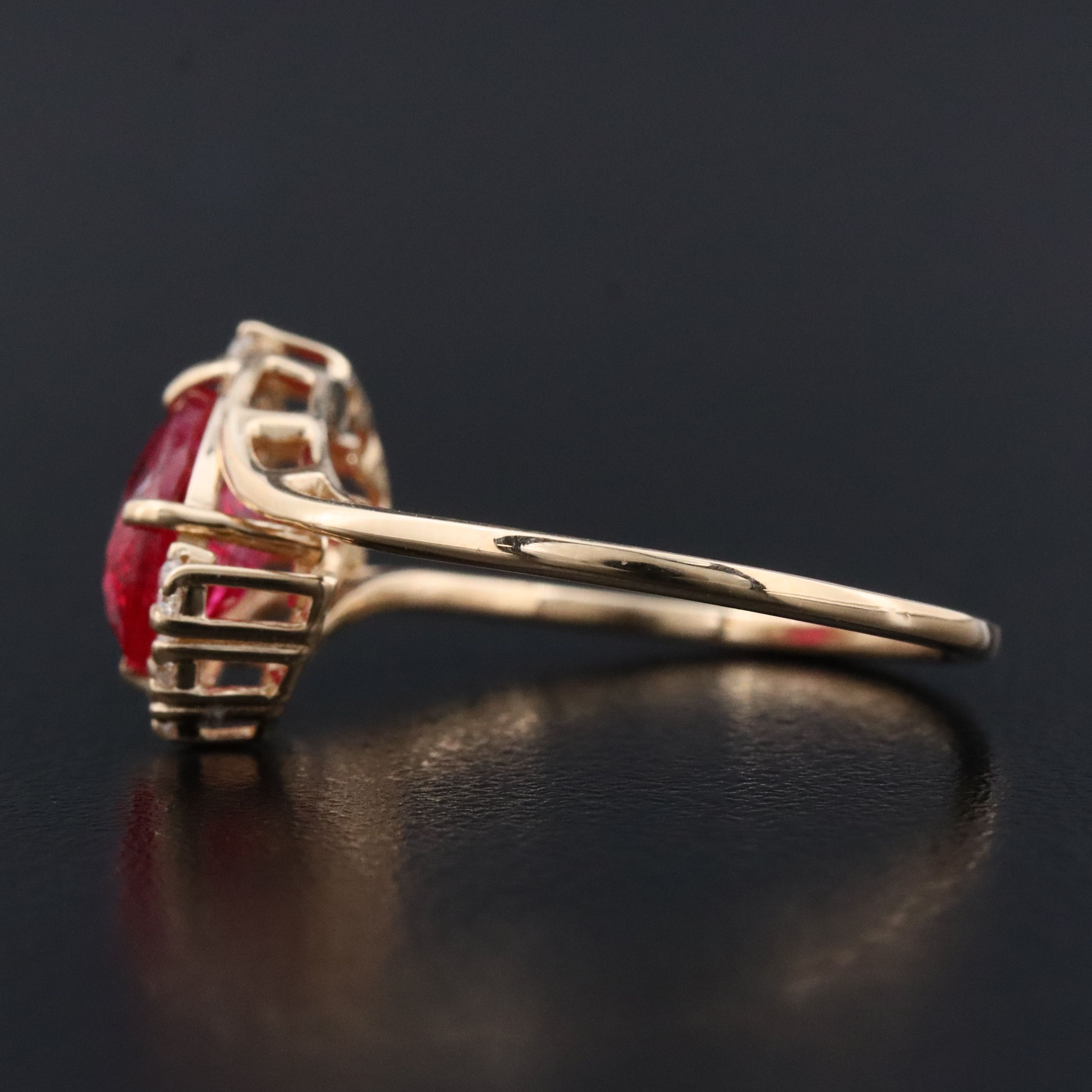 14K 1.85 CT Lab Grown Ruby and Moissanite Bypass Ring