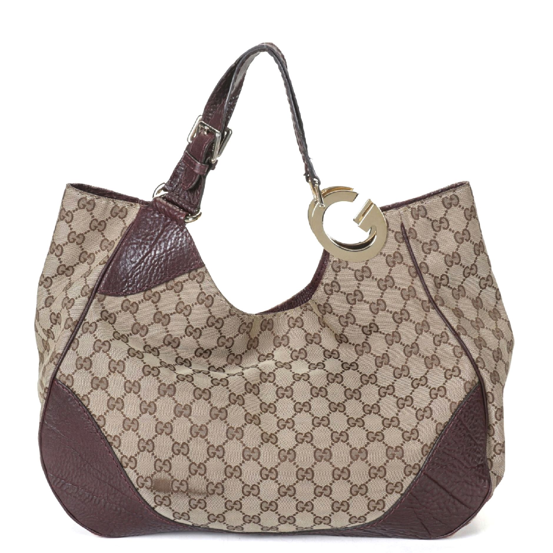 Gucci Charlotte Tote Bag in GG Monogram Canvas and Brown Leather